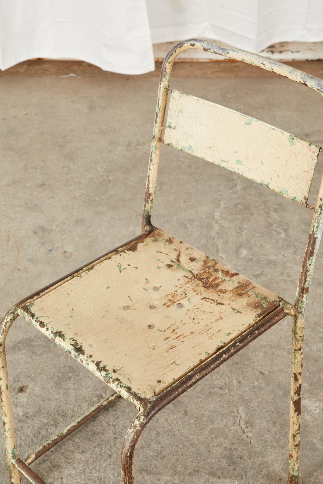 Set of Ten French Stackable Metal Bistro Cafe Chairs 6