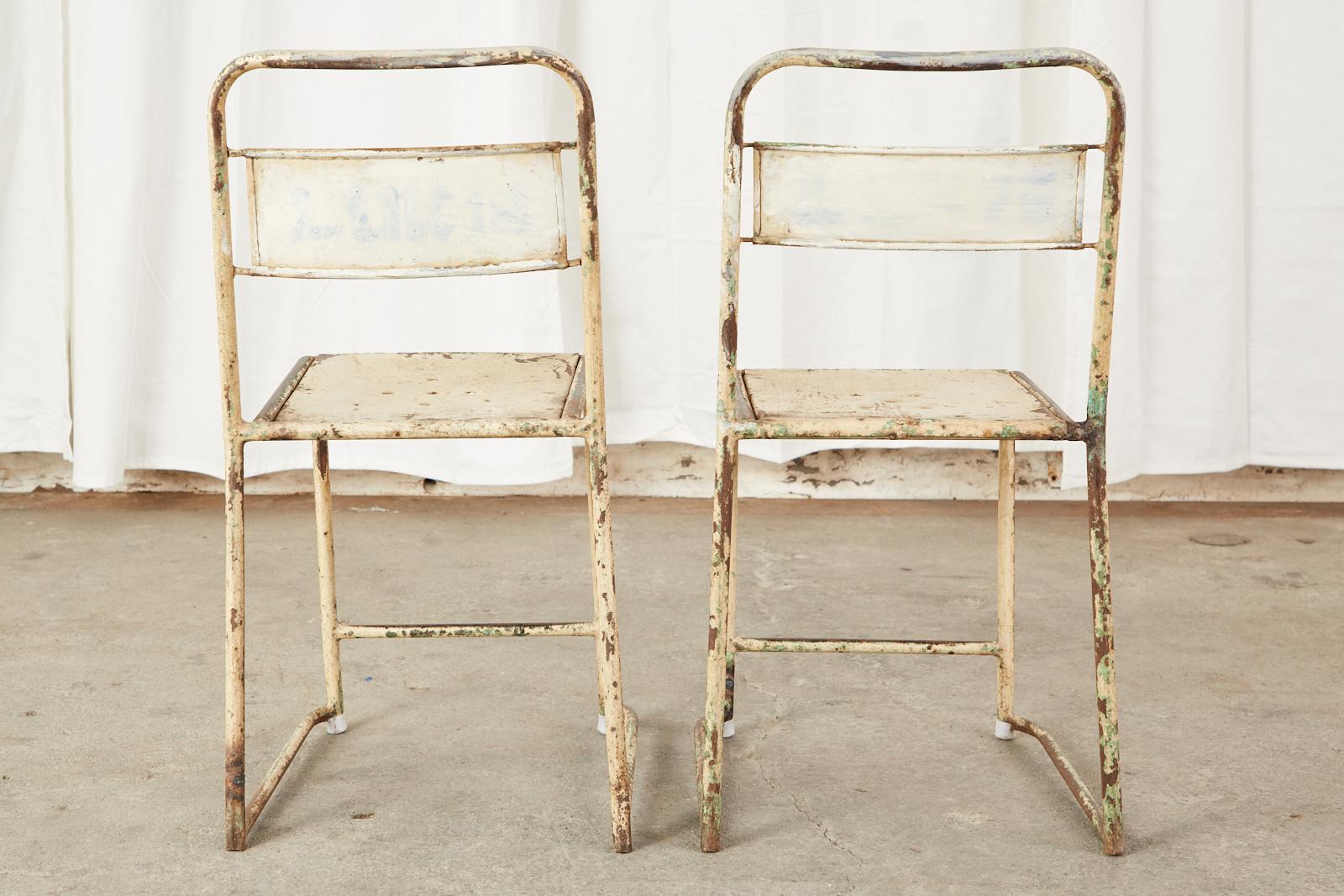 Set of Ten French Stackable Metal Bistro Cafe Chairs 13