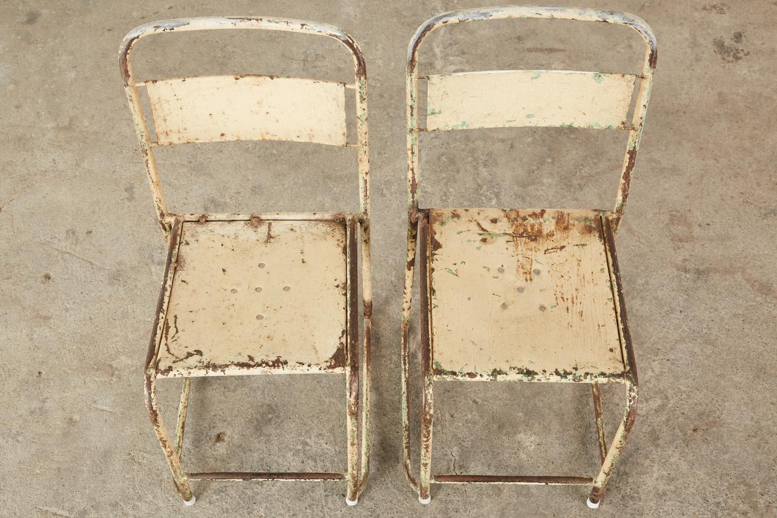 Set of Ten French Stackable Metal Bistro Cafe Chairs 1