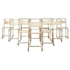 Set of Ten French Stackable Metal Bistro Cafe Chairs