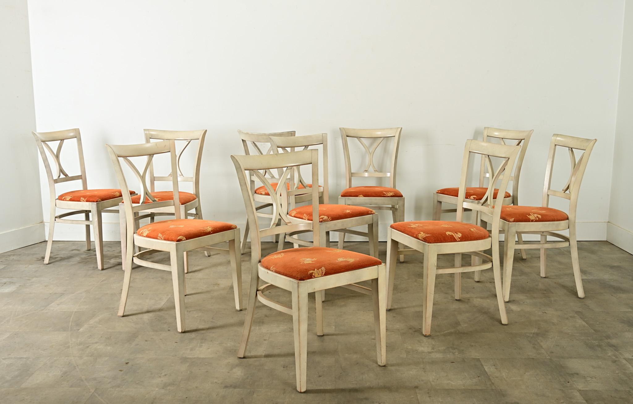 Set of Ten French Vintage Bistro Chairs For Sale 5