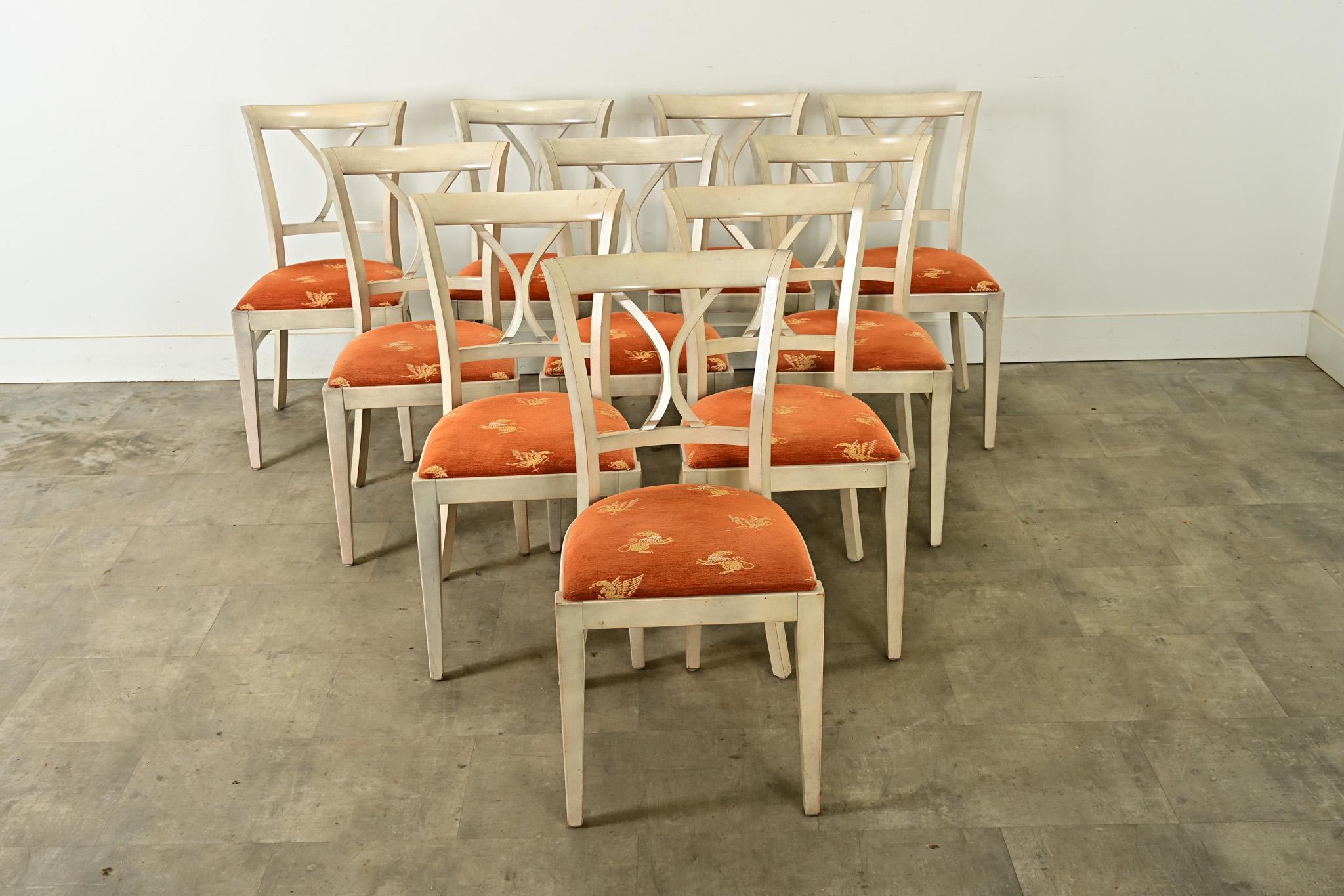 French Provincial Set of Ten French Vintage Bistro Chairs For Sale