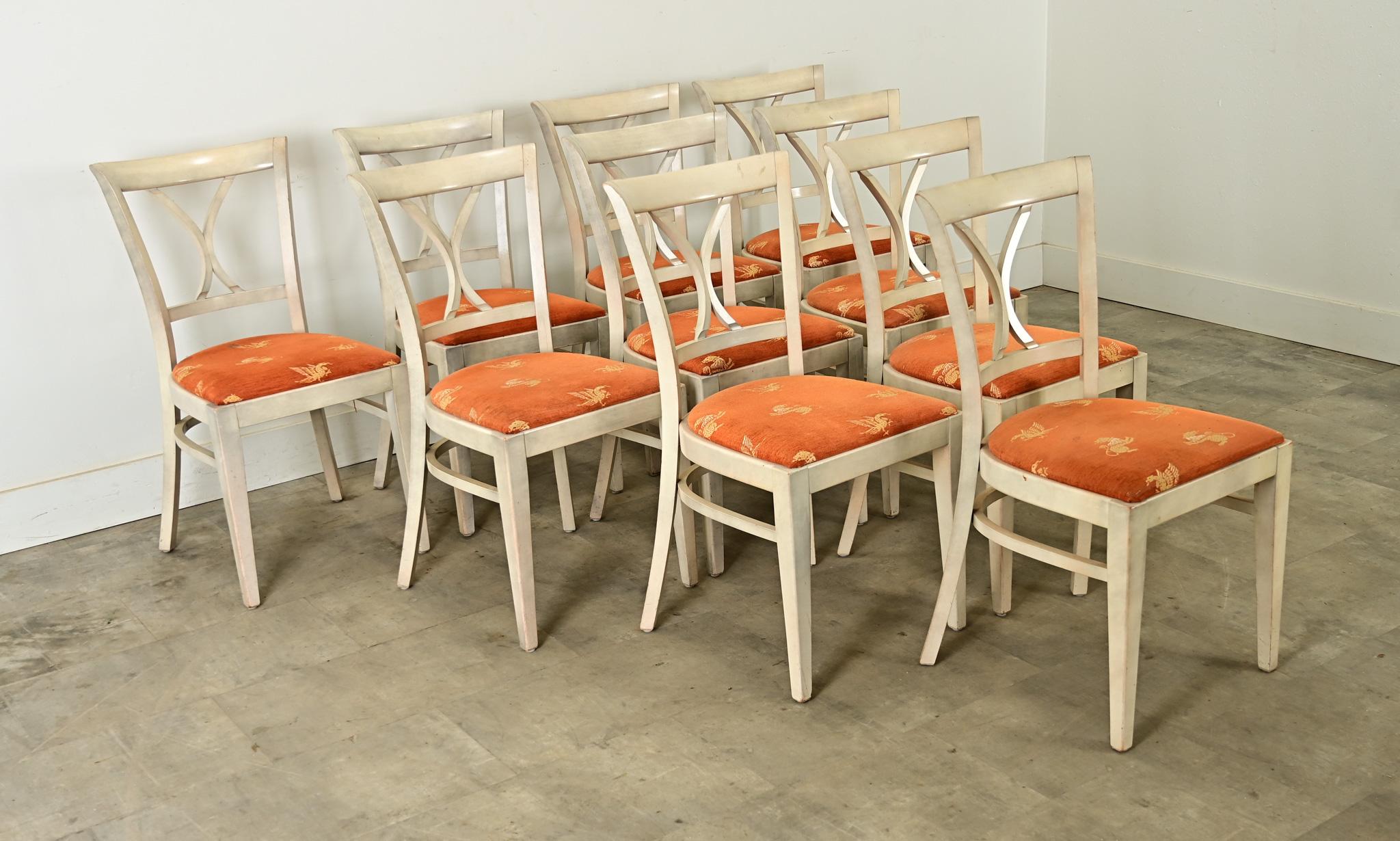 20th Century Set of Ten French Vintage Bistro Chairs For Sale