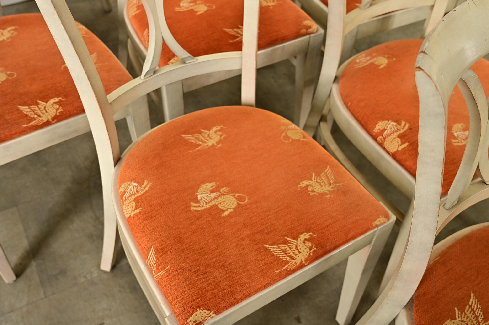 Fabric Set of Ten French Vintage Bistro Chairs For Sale