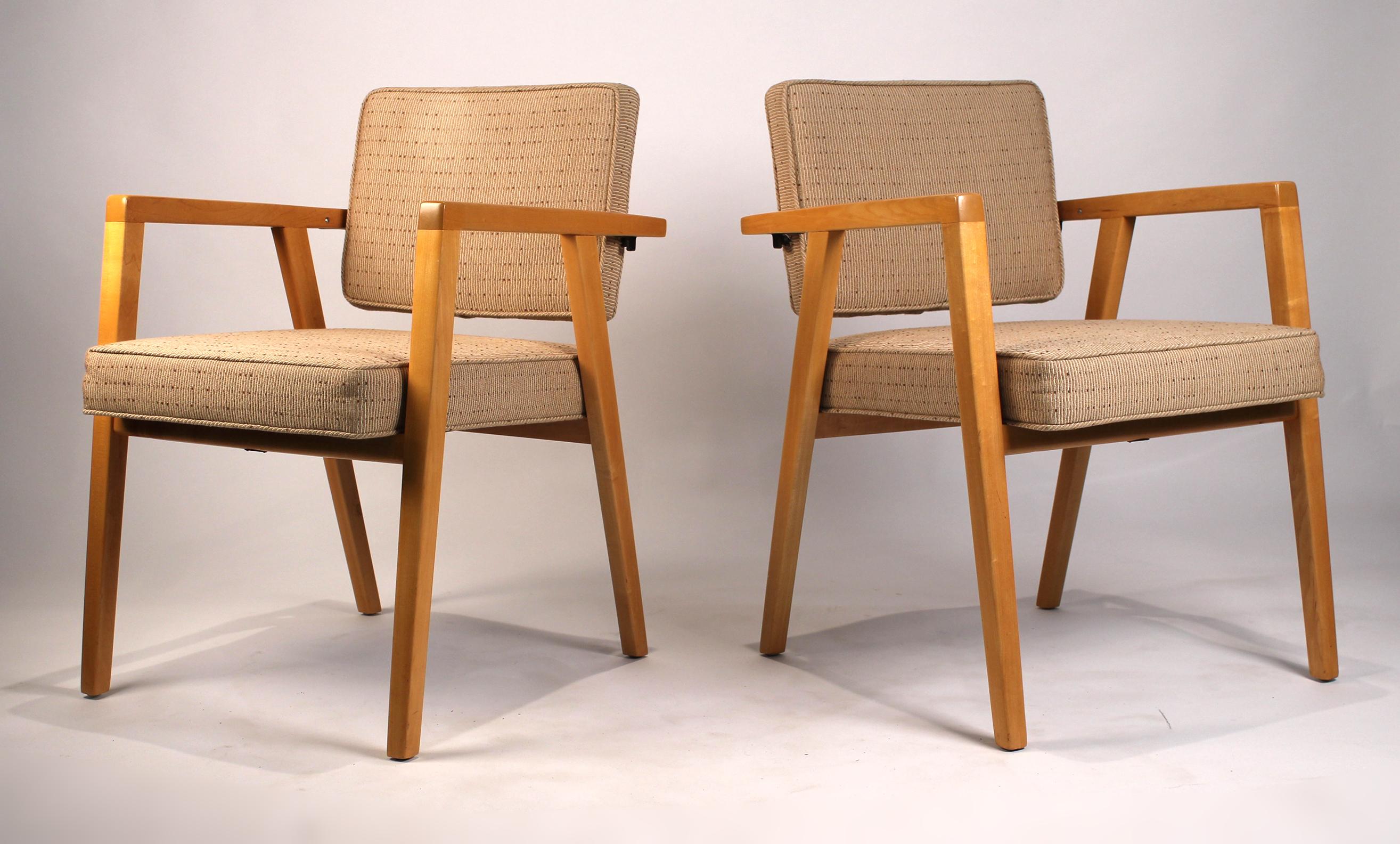 From the estate of a local architect, this set of ten Franco Albini dining chairs was produced by Knoll and is quite rare to see in a such an impressive number. New foam, new lacquer on the maple and new Knoll fabric. These chairs are ready for