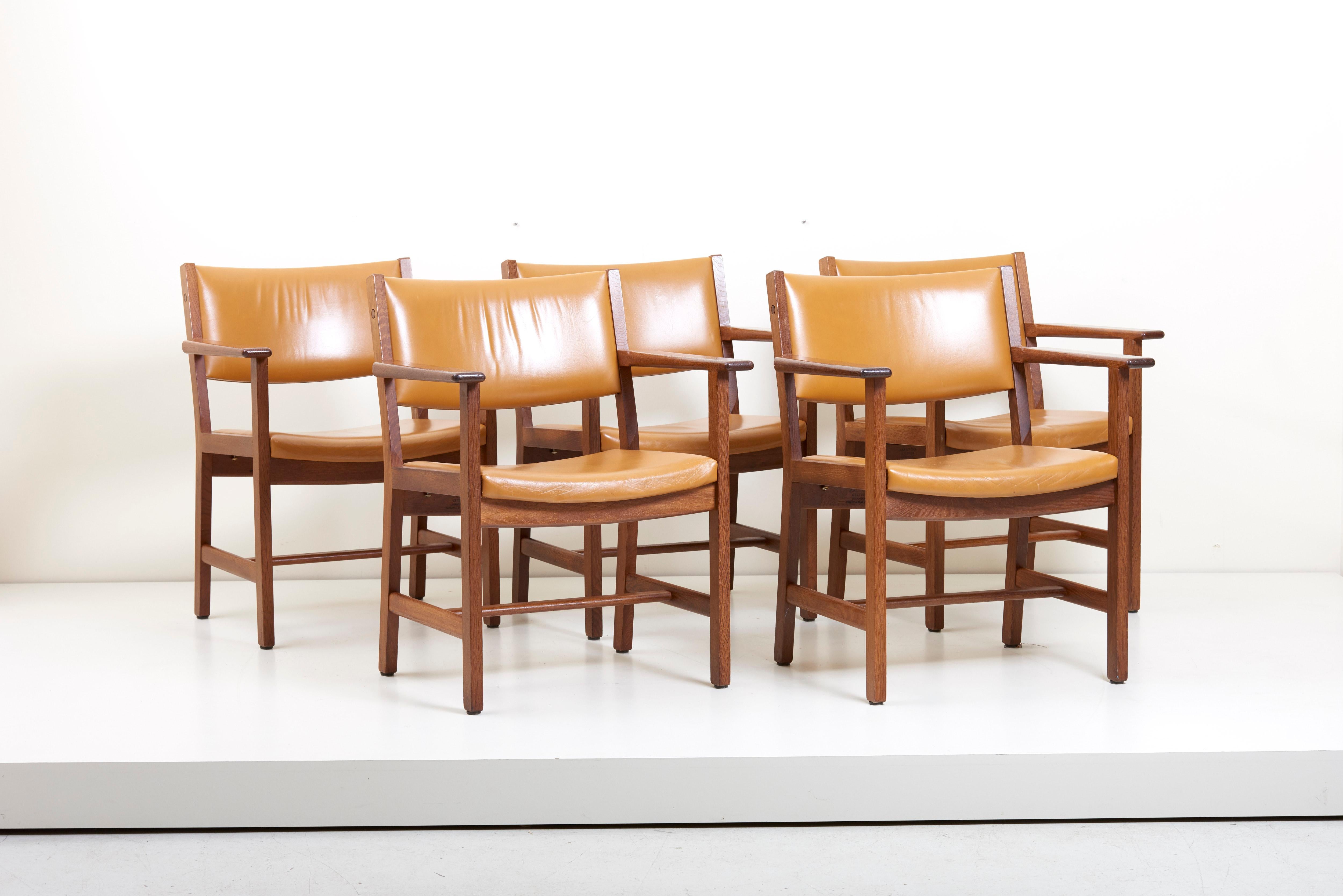 20th Century Set of Ten GE 1960s Armchairs in Leather by Hans Wegner for by GETAMA, Denmark
