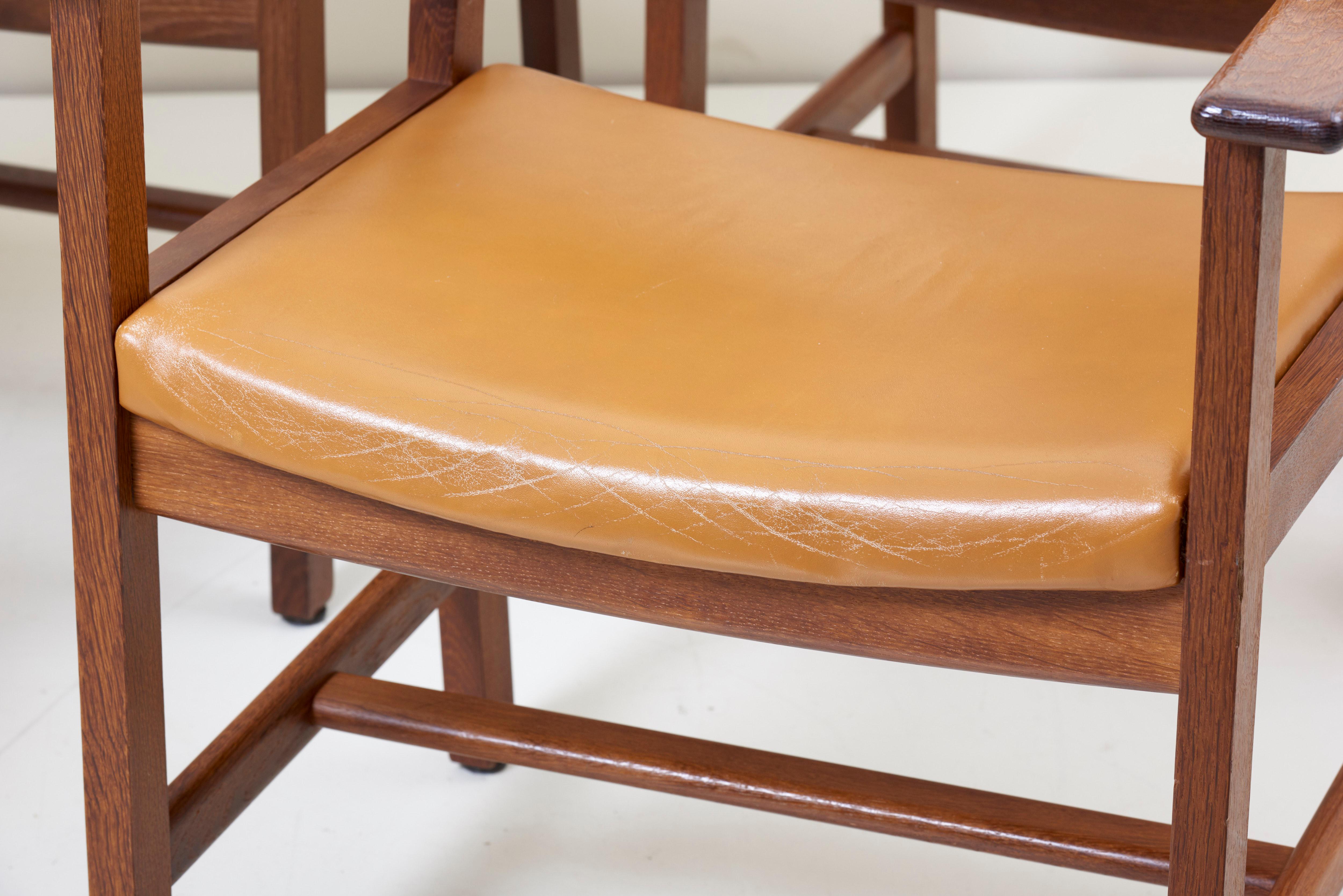 Oak Set of Ten GE 1960s Armchairs in Leather by Hans Wegner for by GETAMA, Denmark