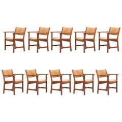 Set of Ten GE 1960s Armchairs in Leather by Hans Wegner for by GETAMA, Denmark