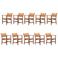 Set of Ten GE 1960s Armchairs in Leather by Hans Wegner for by GETAMA, Denmark