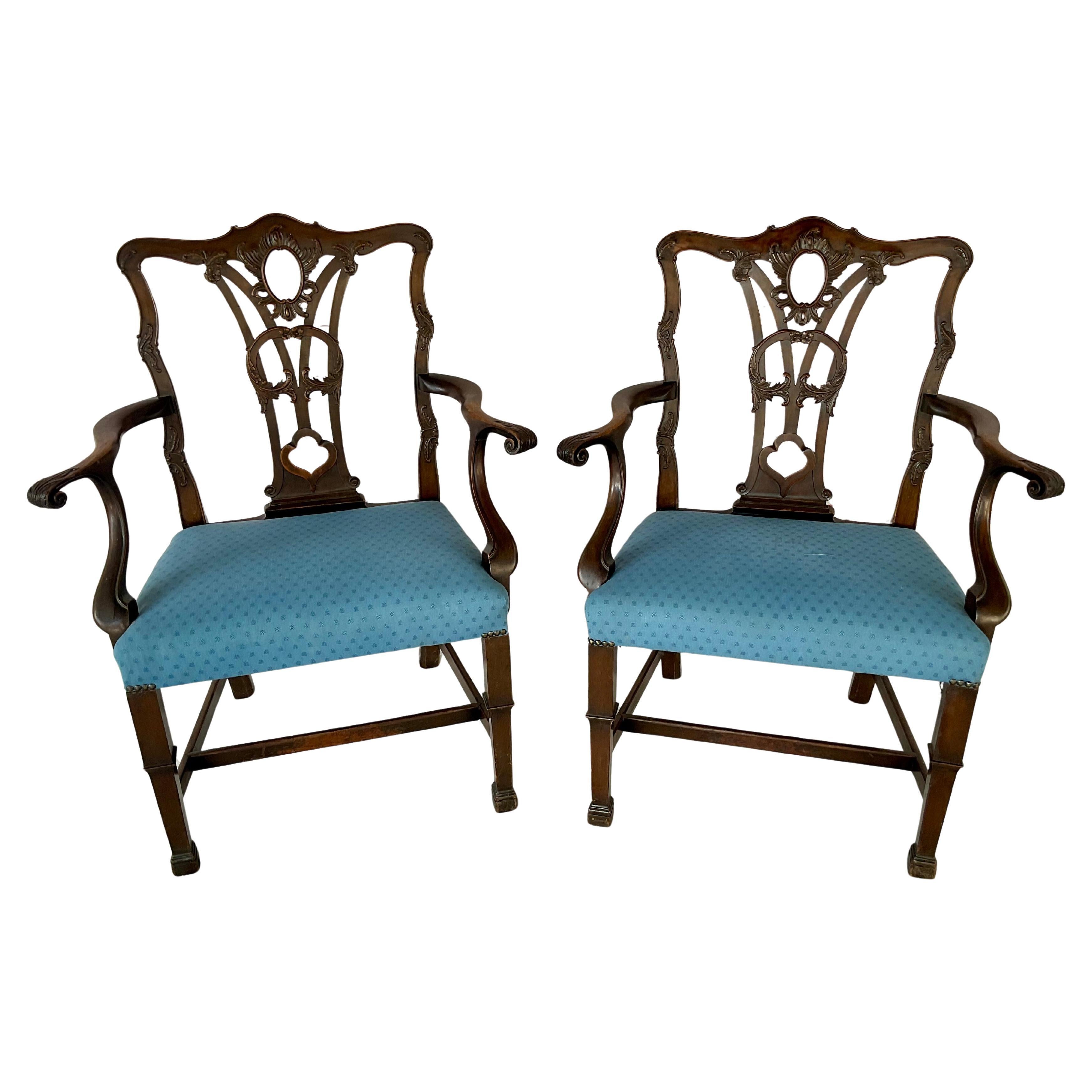 Set of Ten George III Style Chippendale Dining Chairs For Sale 3