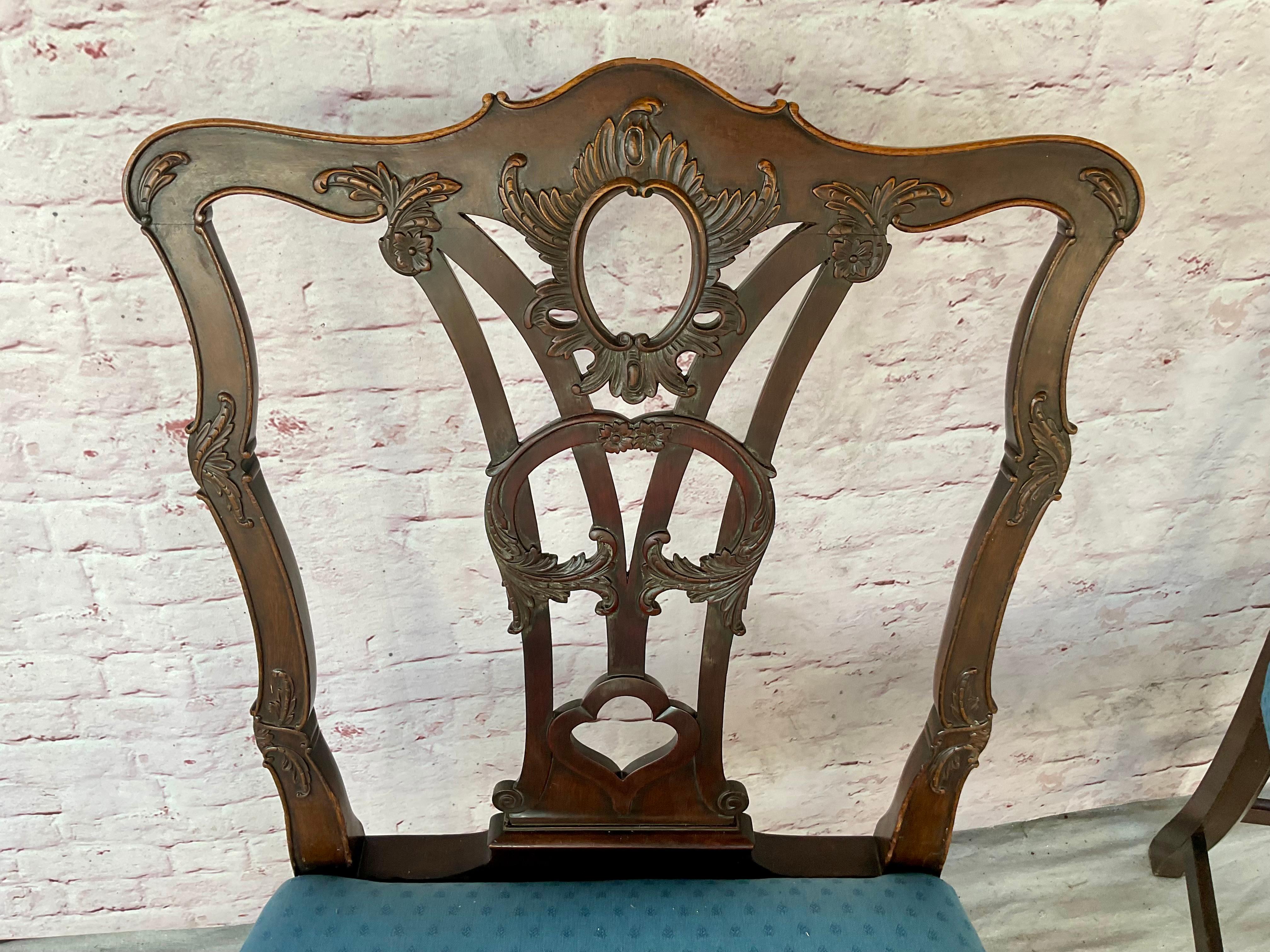 Set of Ten George III Style Chippendale Dining Chairs For Sale 11