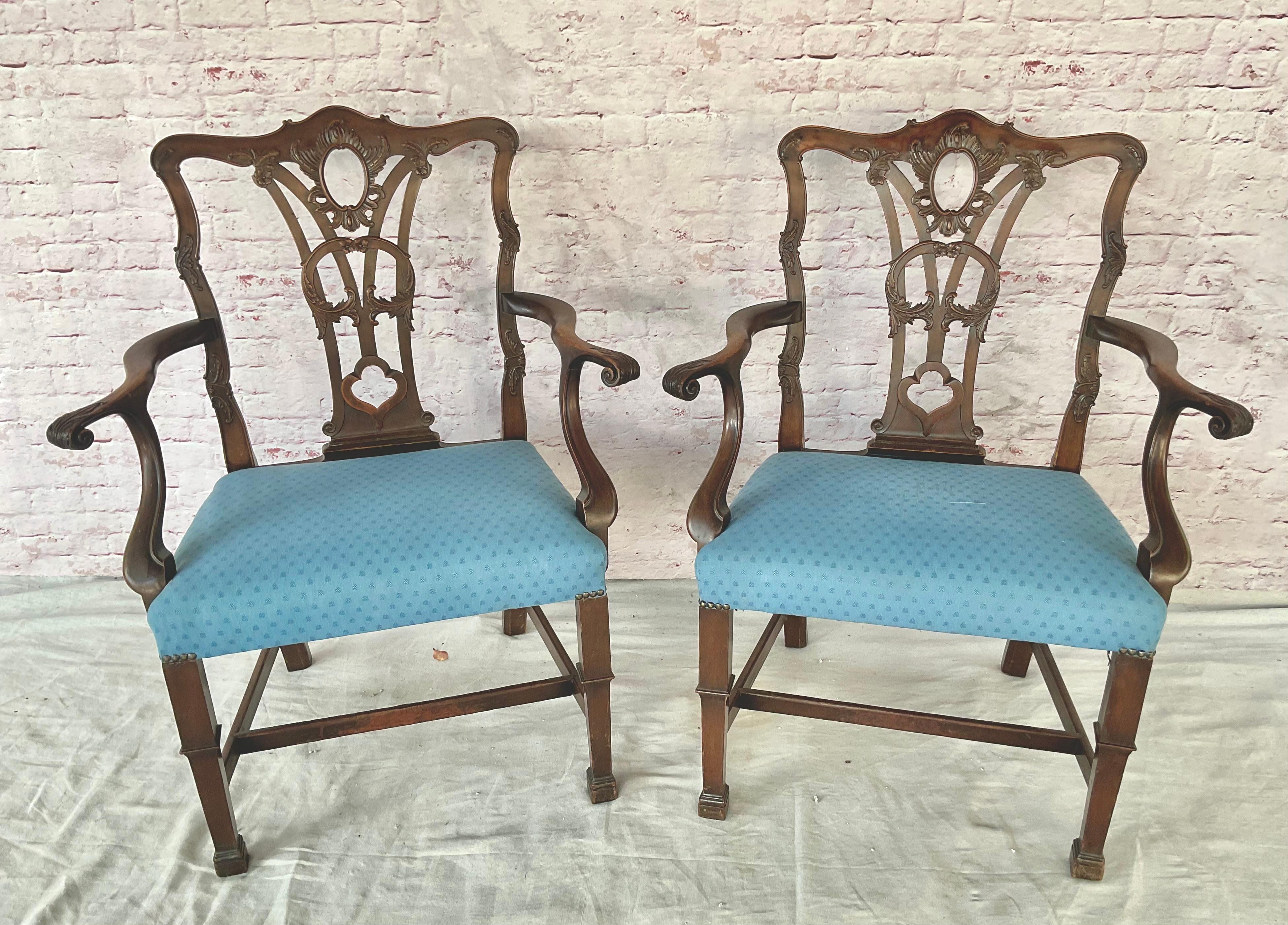 Set of Ten George III Style Chippendale Dining Chairs For Sale 12