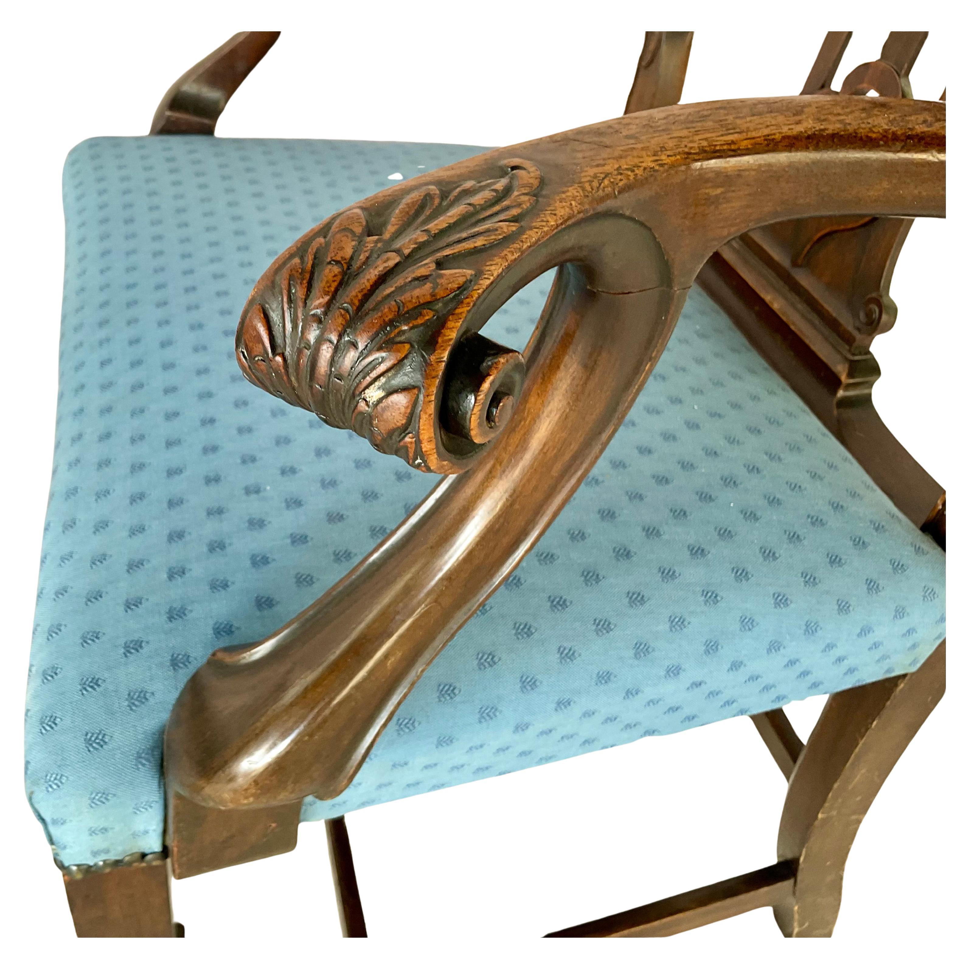 19th Century Set of Ten George III Style Chippendale Dining Chairs For Sale