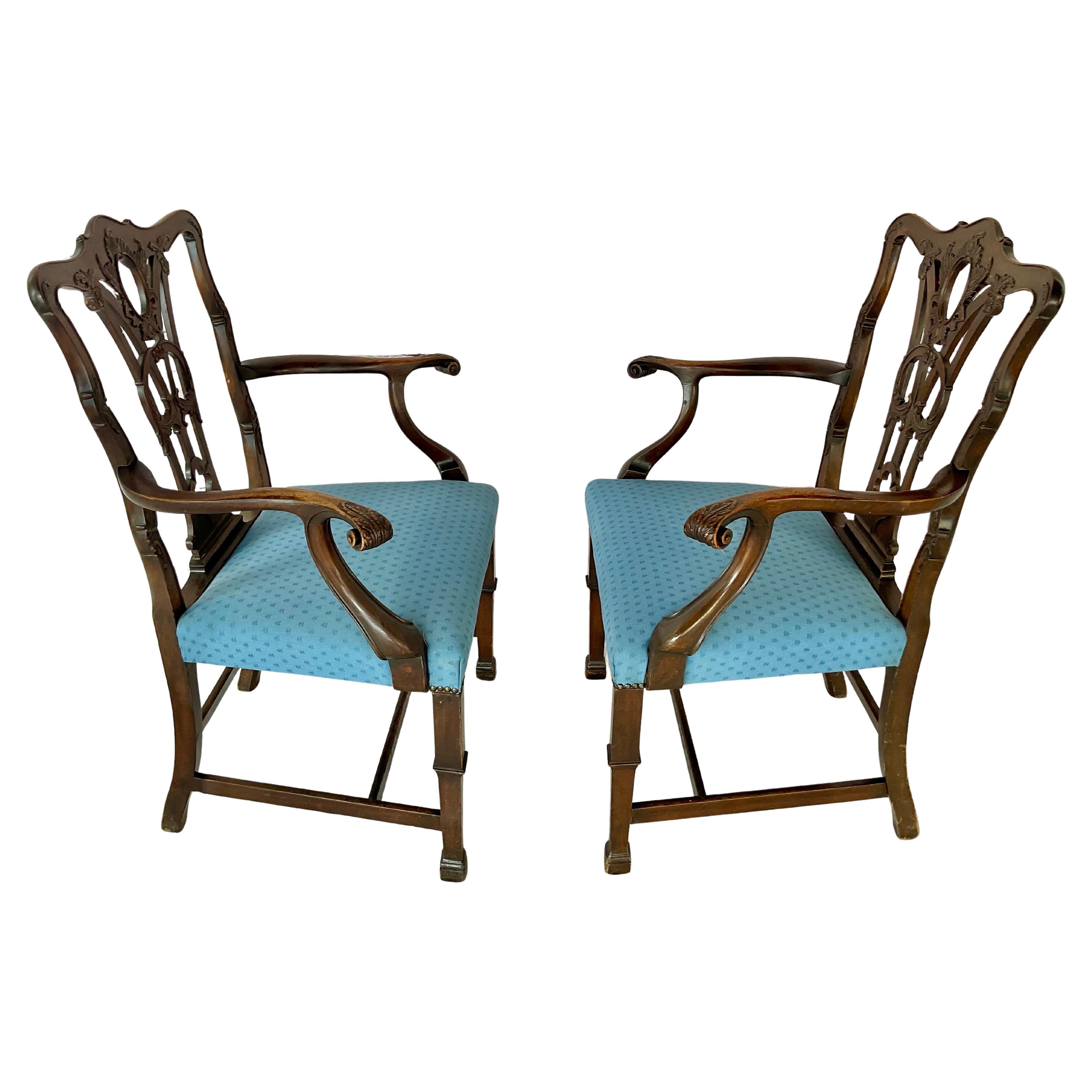 Set of Ten George III Style Chippendale Dining Chairs For Sale 1