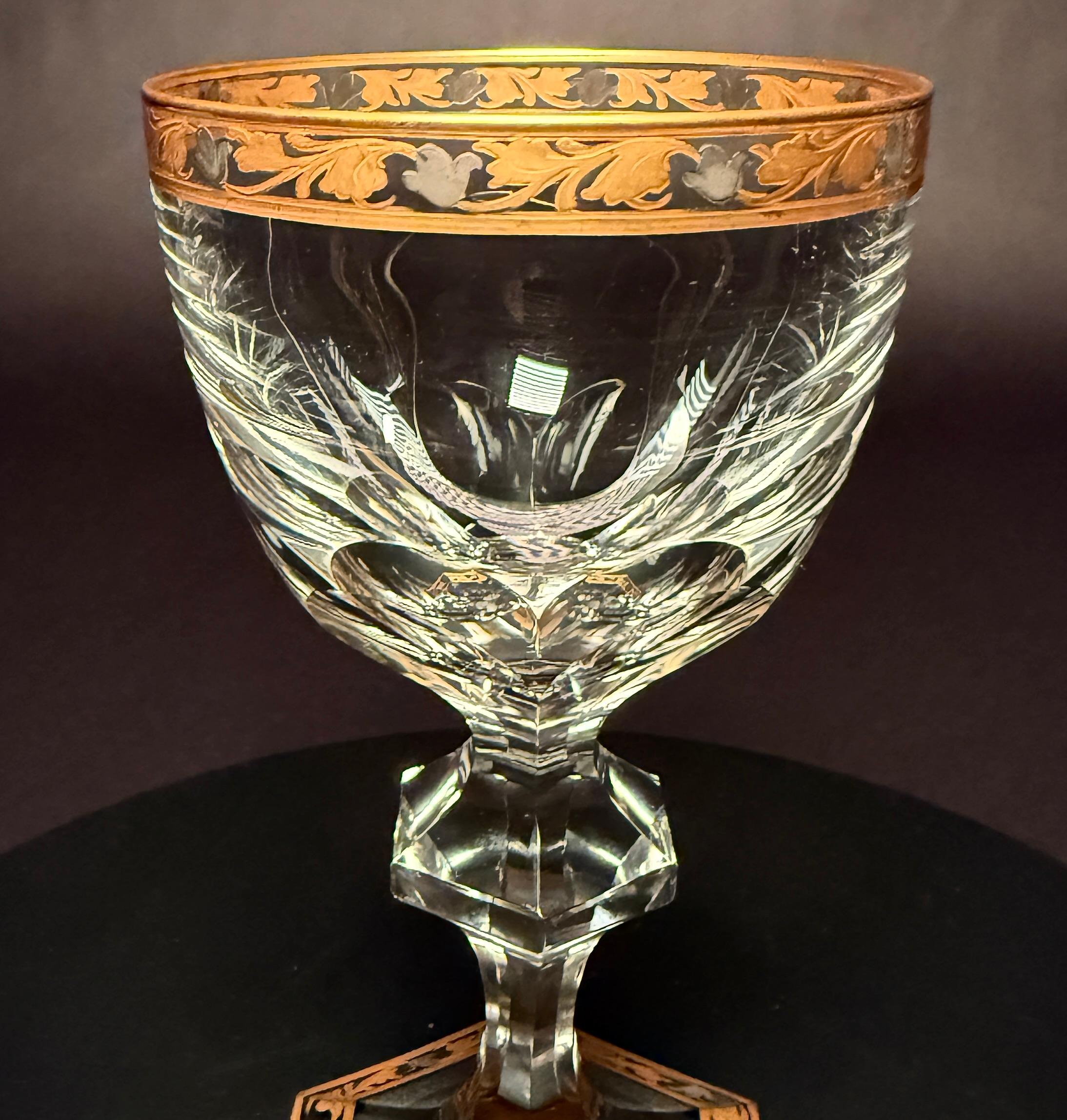 Juego De Diez Copas De Cristal Dorado Y Plateado, A La Manera De Baccarat Oro en venta