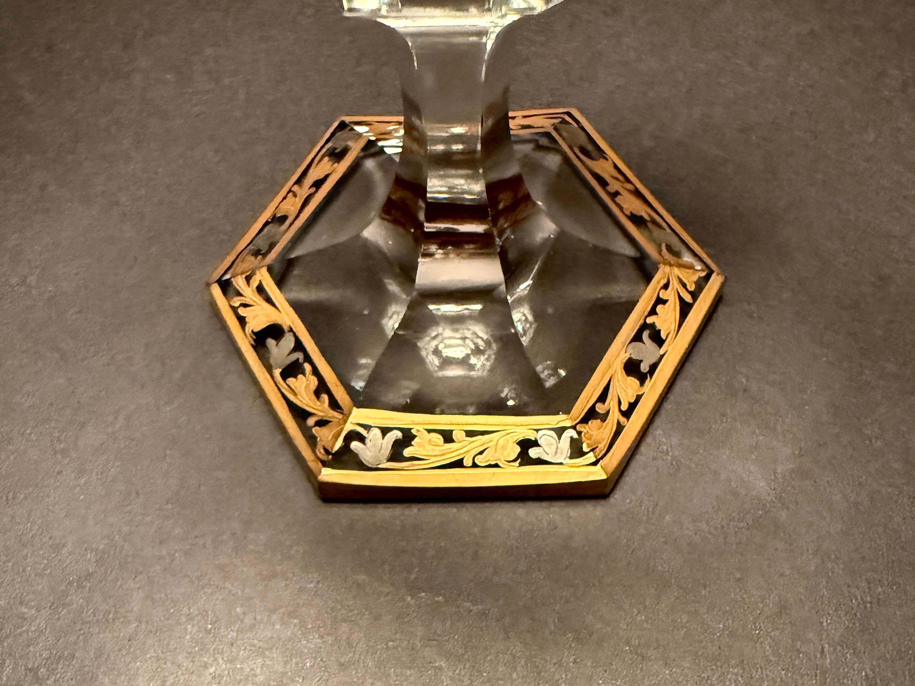 Juego De Diez Copas De Cristal Dorado Y Plateado, A La Manera De Baccarat en venta 2
