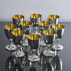 Vintage Set of ten gilt-lined silver wine goblets