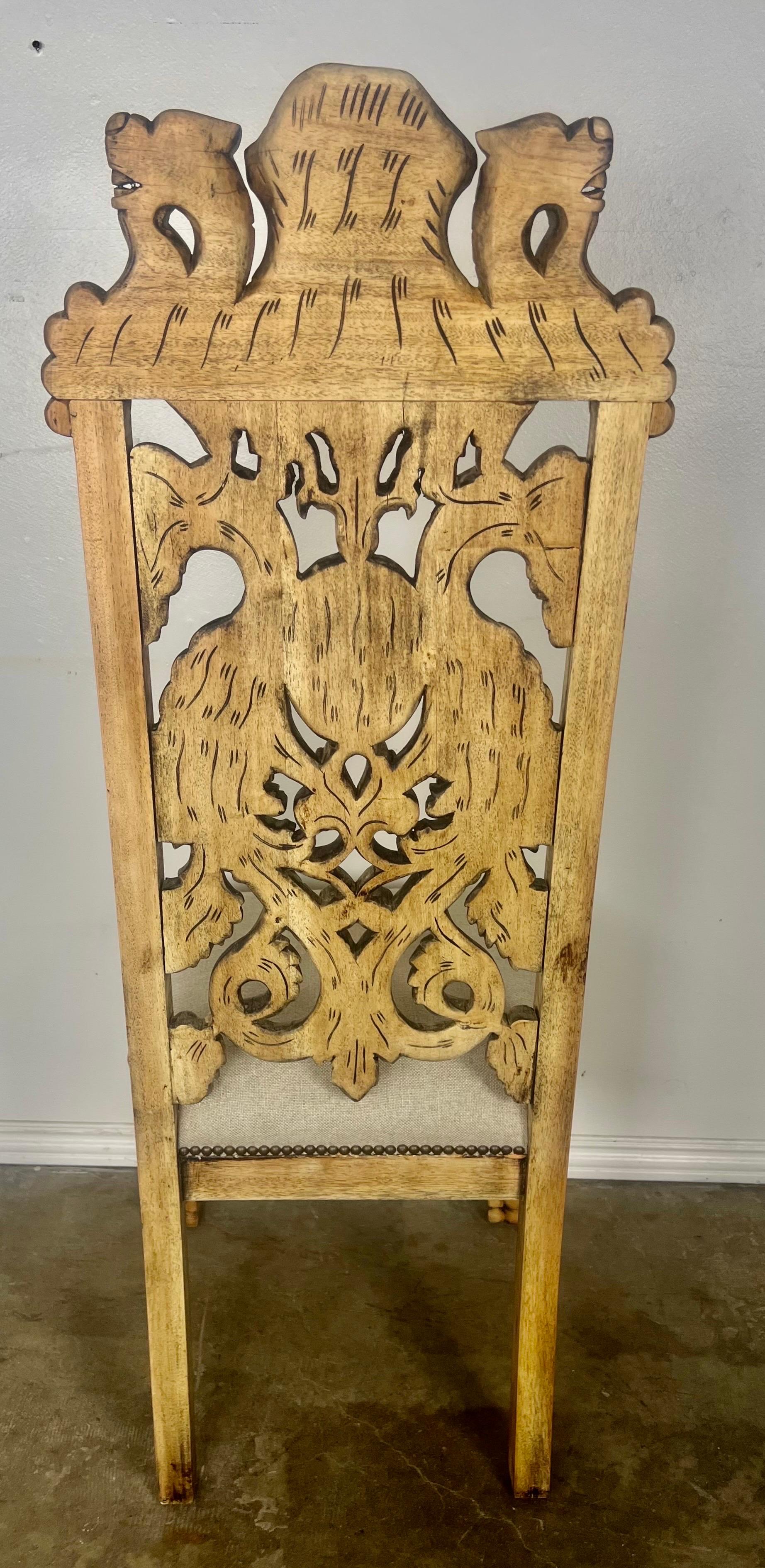 Set of Ten Gothic Style  Carved English Dining Chairs For Sale 10