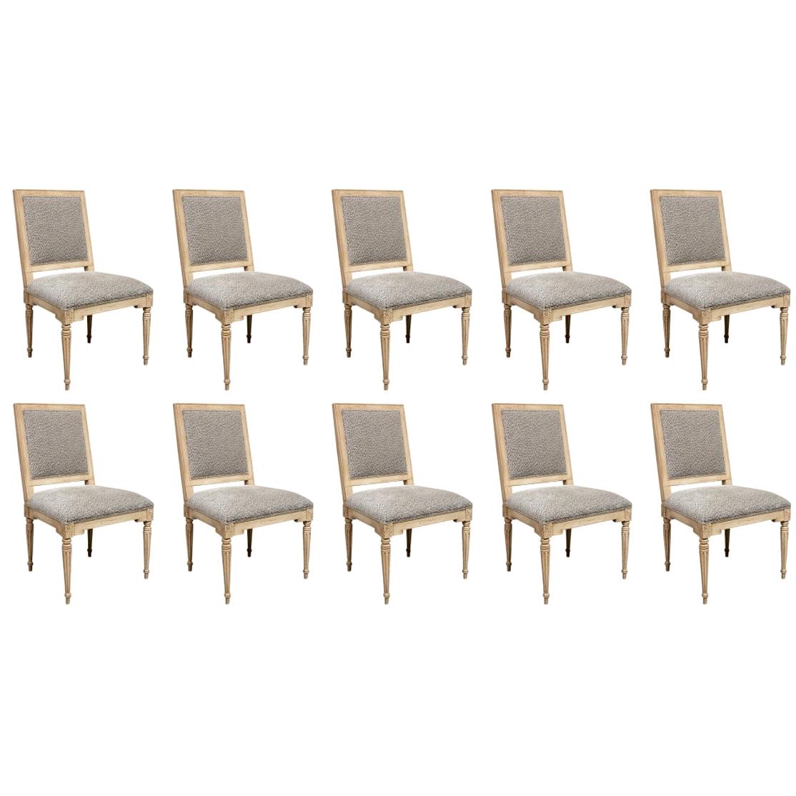 Set of Ten Gustavian Style Dining Chairs by Hickory Chair