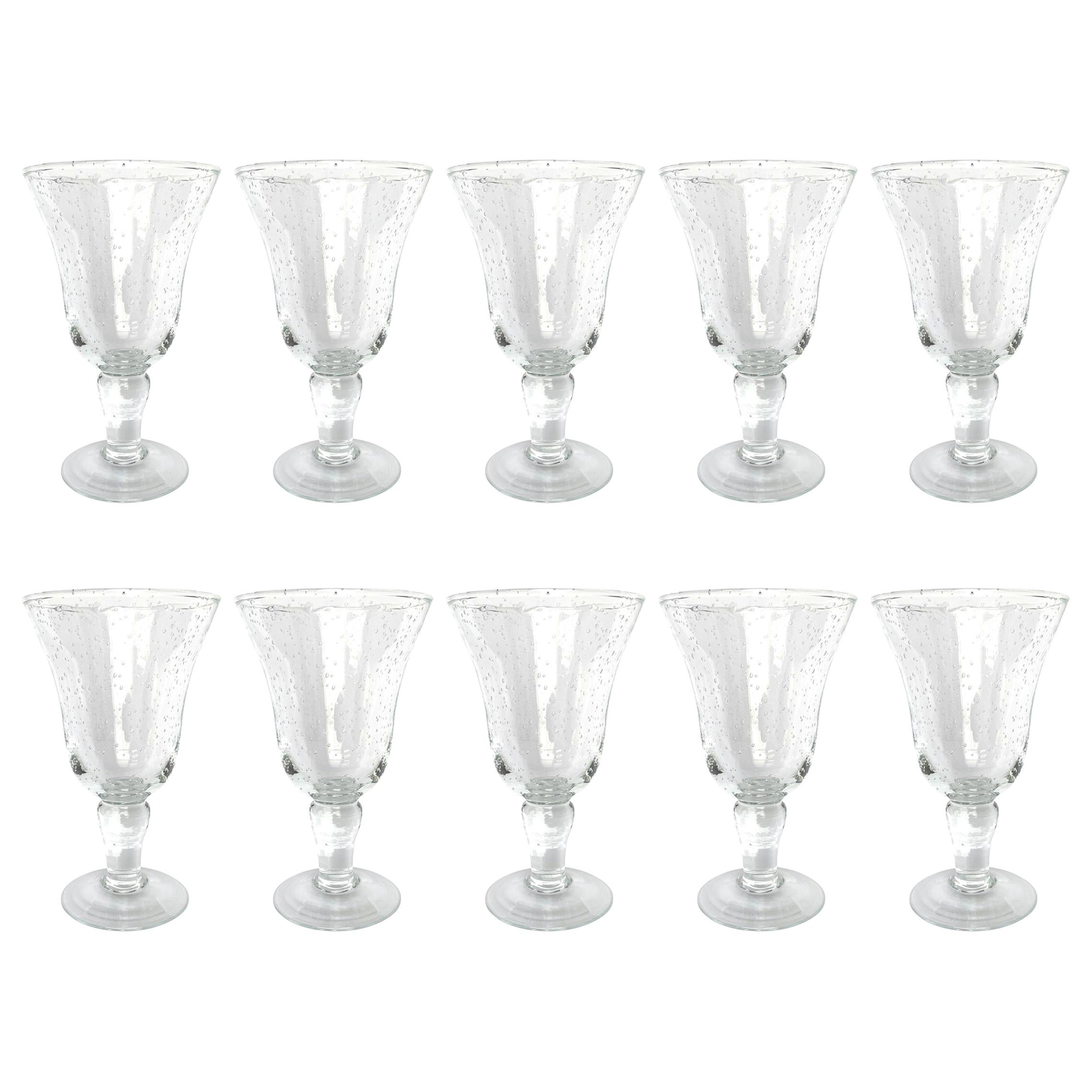 Set of Ten Hand Blown Wine Glasses