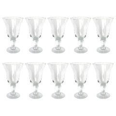 Vintage Set of Ten Hand Blown Wine Glasses