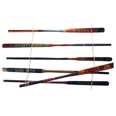 Retro Set of 8 Hand-Painted Inspirational Rowing Oars or Paddles Priced Individually