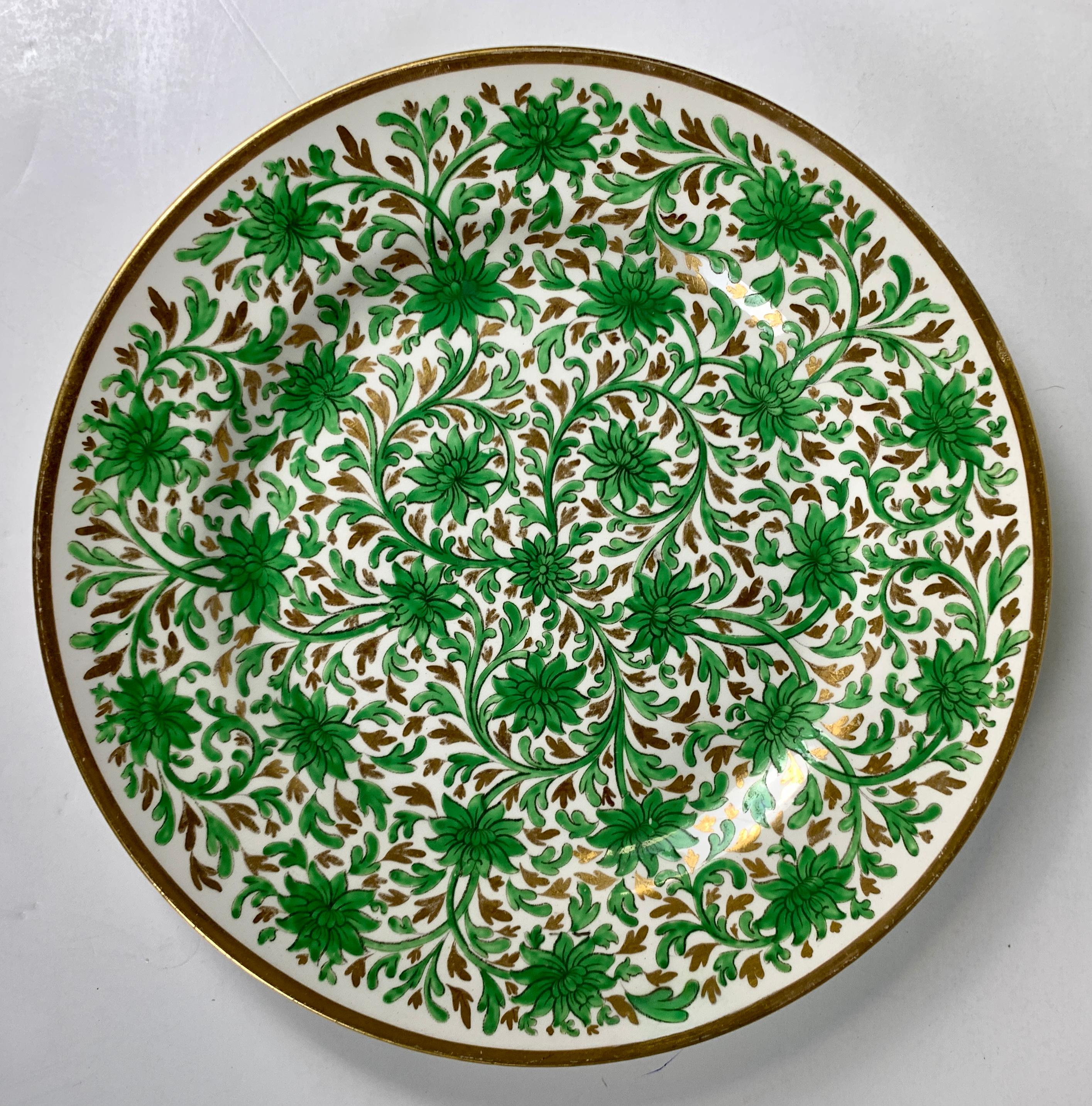 Regency Set Ten Hand-Painted Plates Spode Chrysanthemum Swirl Pattern England Circa 1810