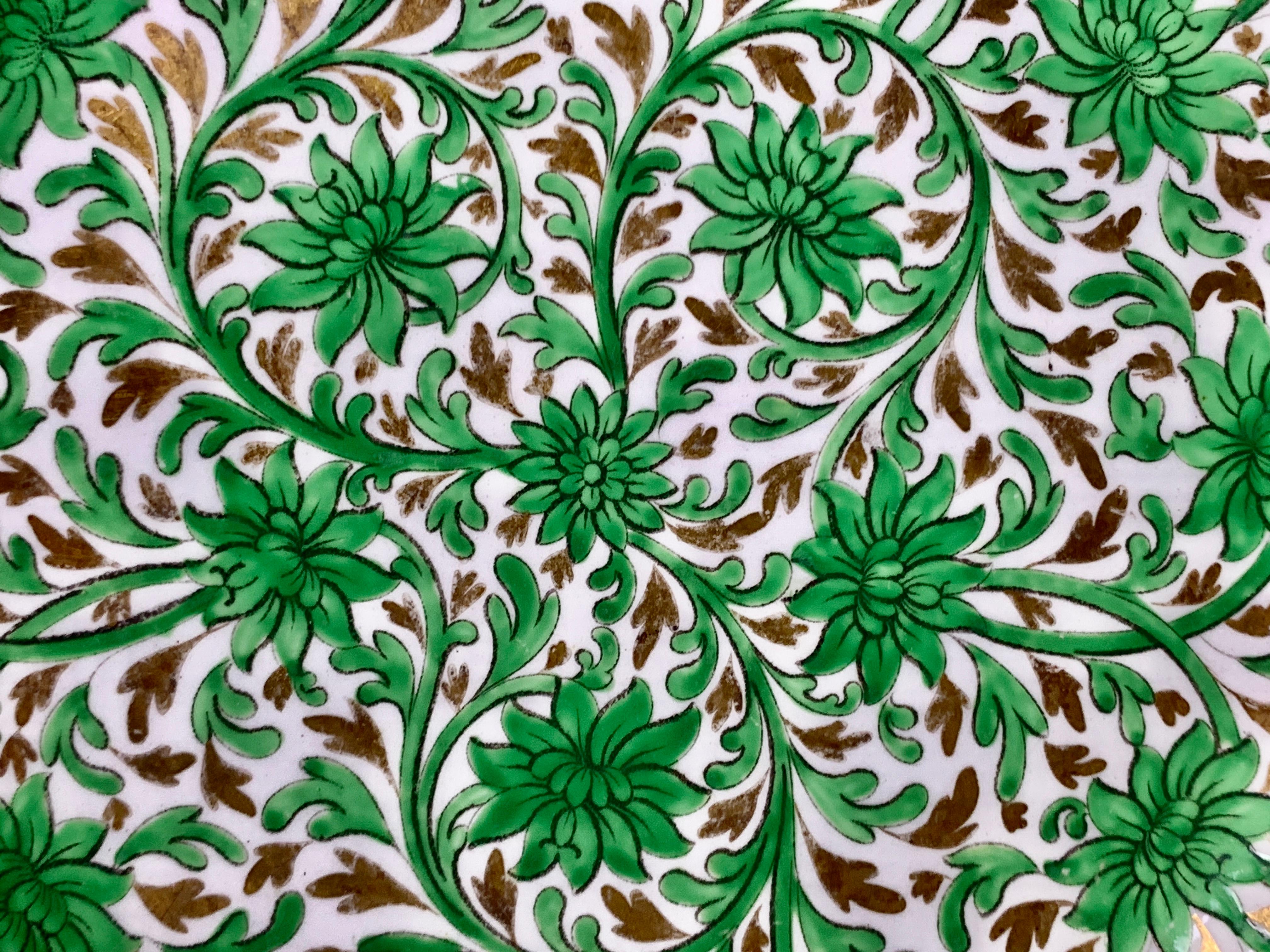 English Set Ten Hand-Painted Plates Spode Chrysanthemum Swirl Pattern England Circa 1810