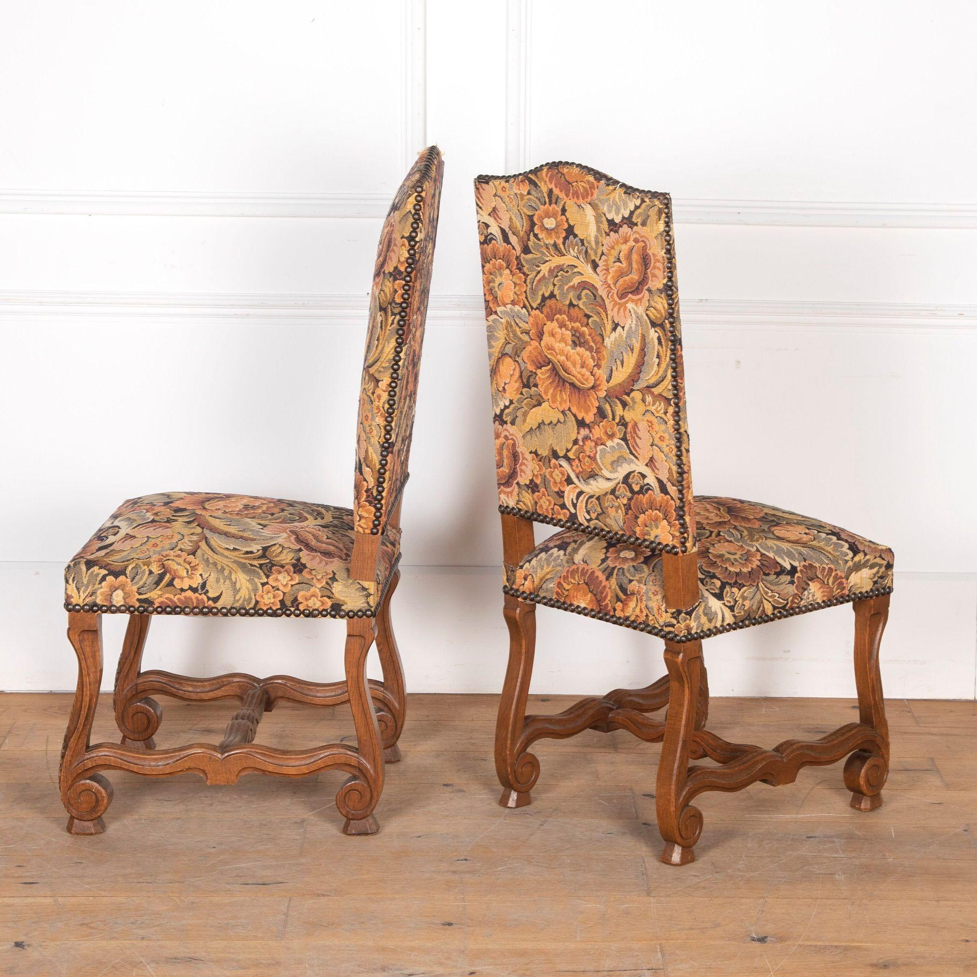 French Set of Ten High Backed Oak Dining Chairs