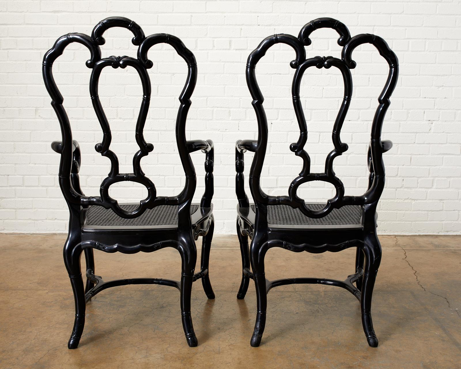 Set of Ten Hollywood Regency Faux Bamboo Dining Chairs 10