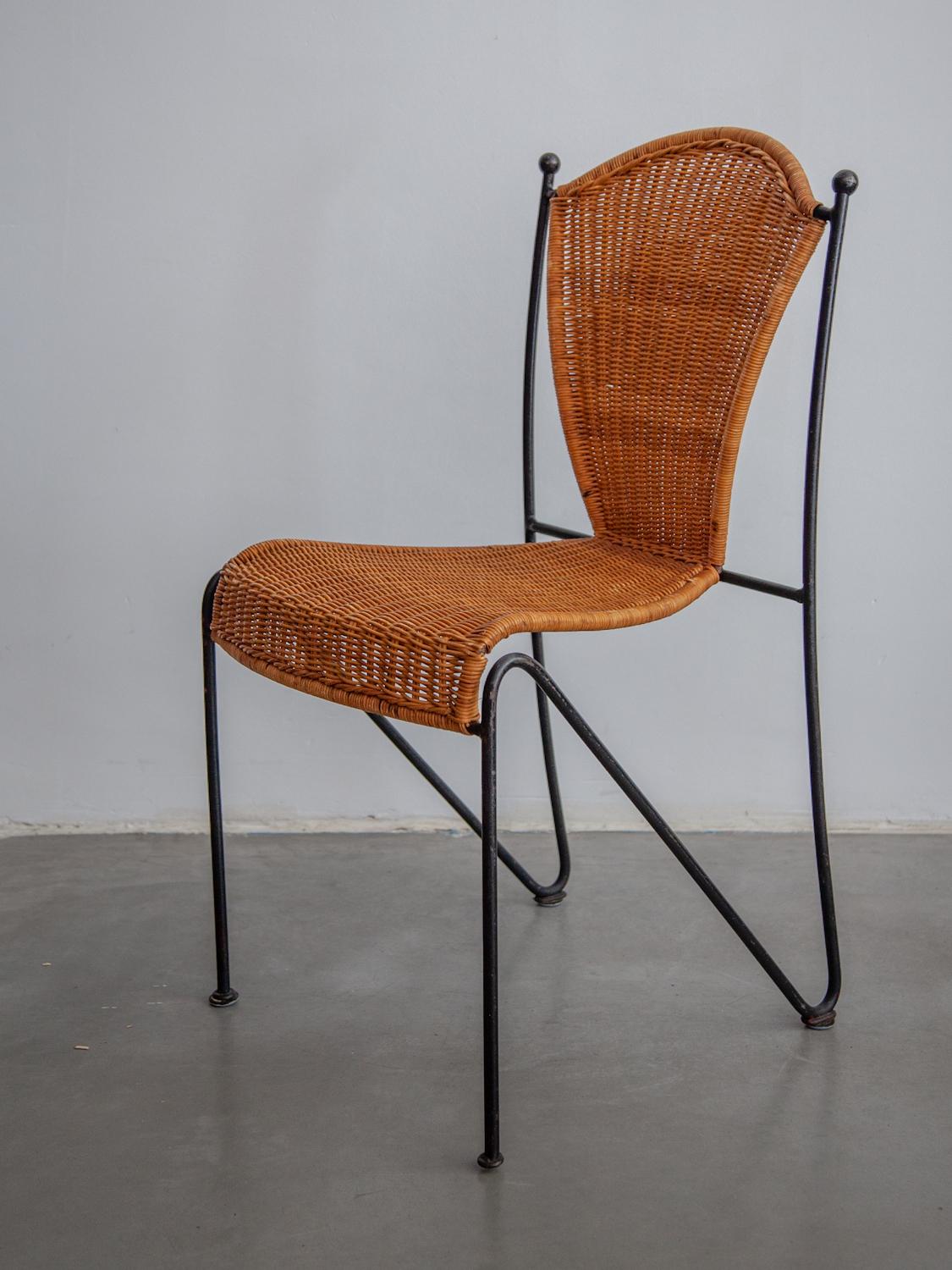 Set of Ten Iron, Rattan Indoor, Outdoor Patio Chairs by Pipsan Saarinen Swanson In Good Condition In Antwerp, BE