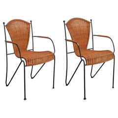 Set of Ten Iron, Rattan Indoor, Outdoor Patio Chairs by Pipsan Saarinen Swanson