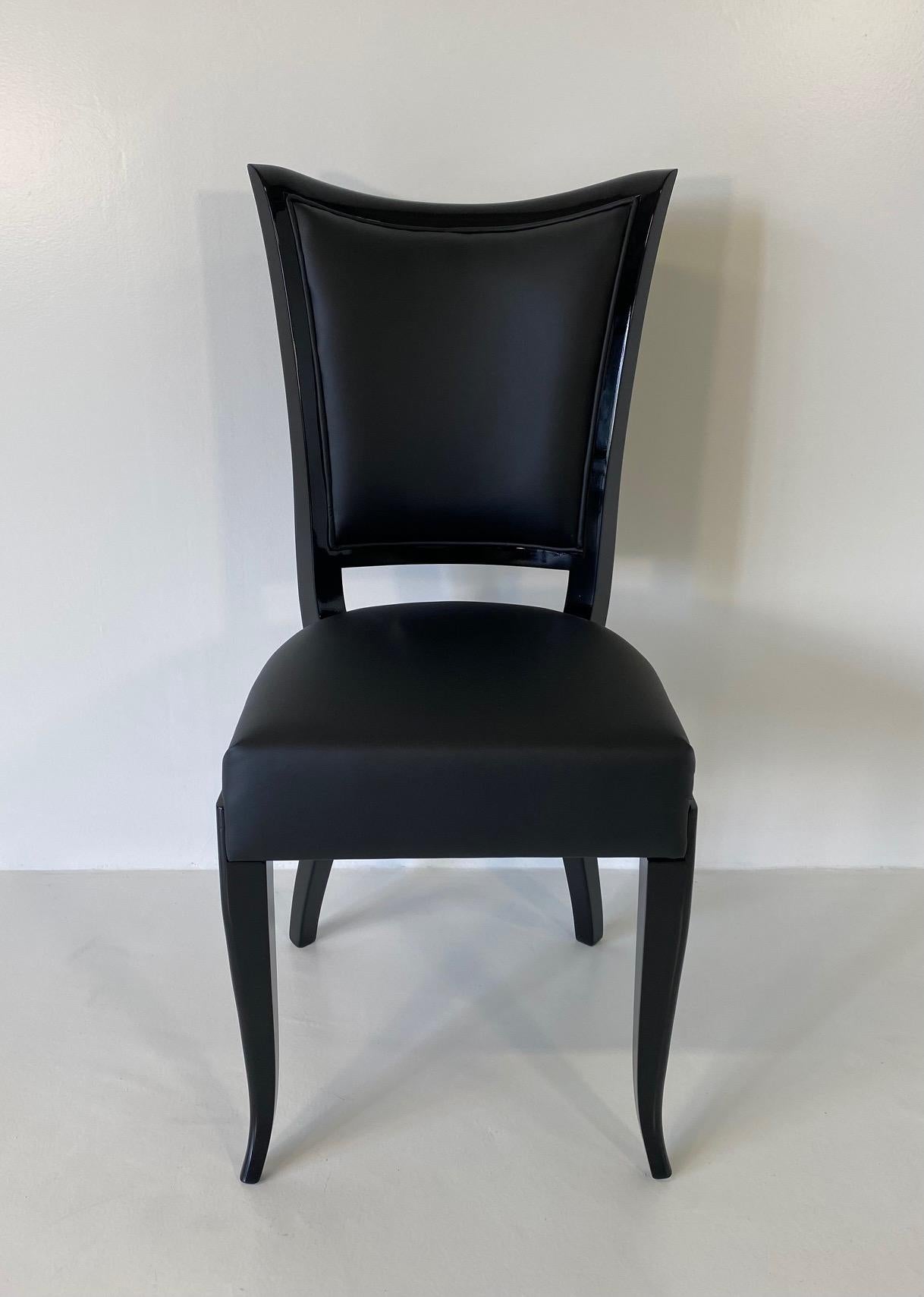 Set of Ten Italian Art Deco Black Chairs 1
