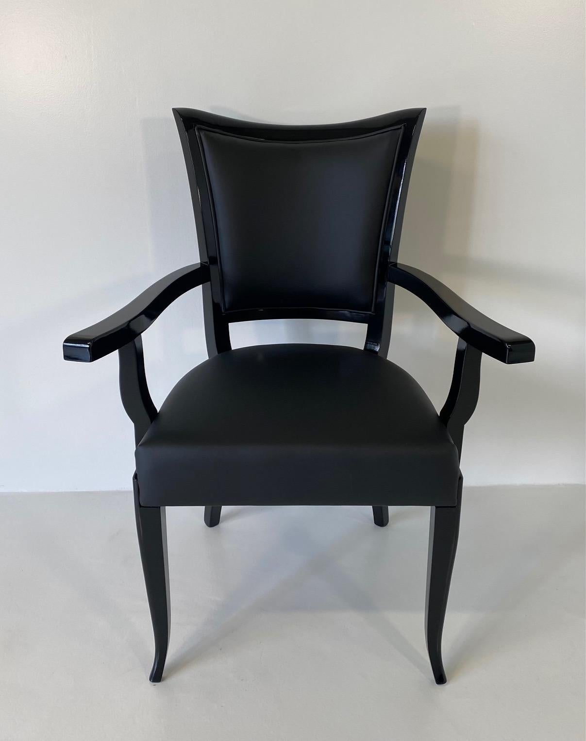 Set of Ten Italian Art Deco Black Chairs 4