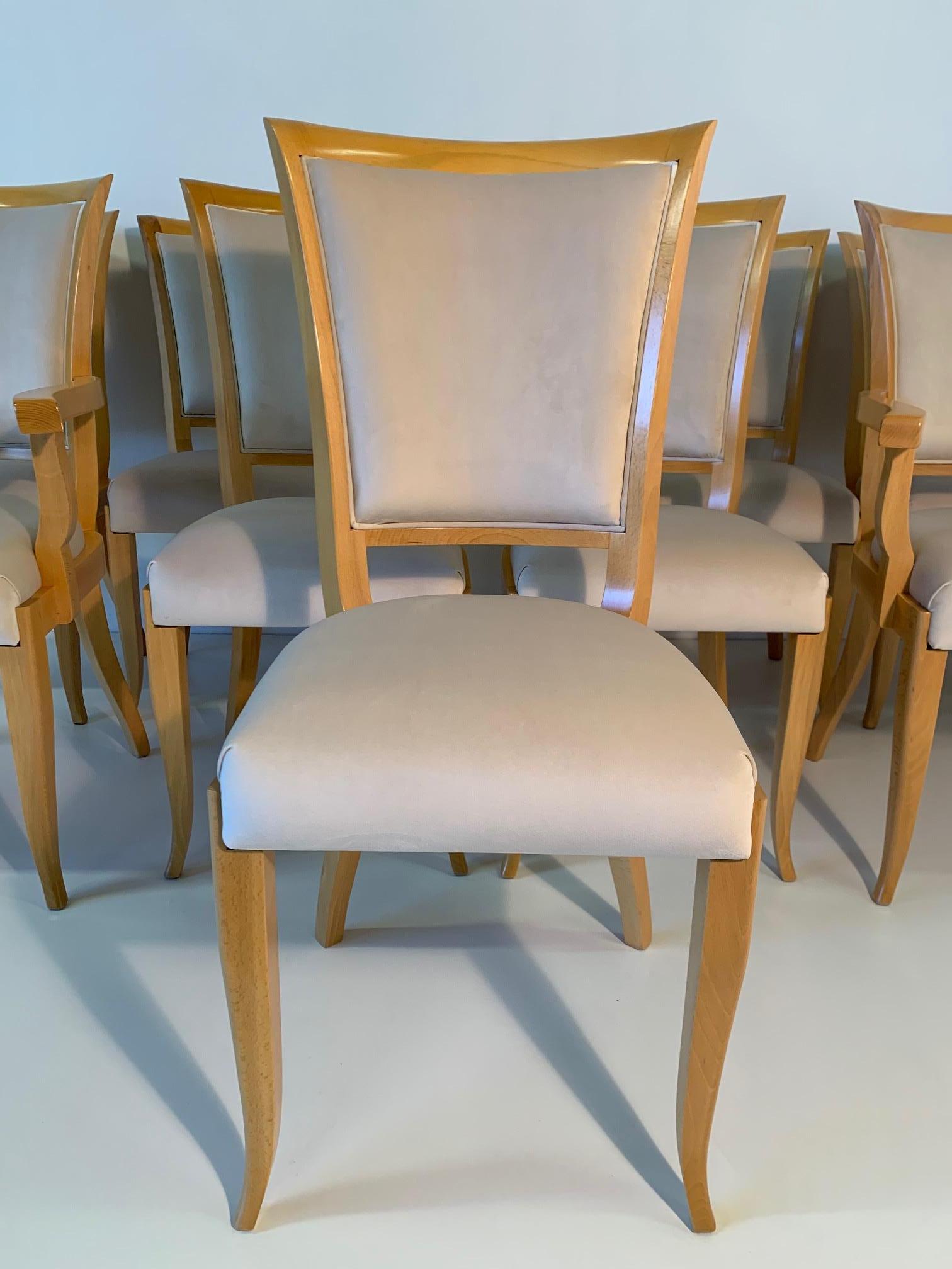 Velvet Set of Ten Italian Art Deco Chairs