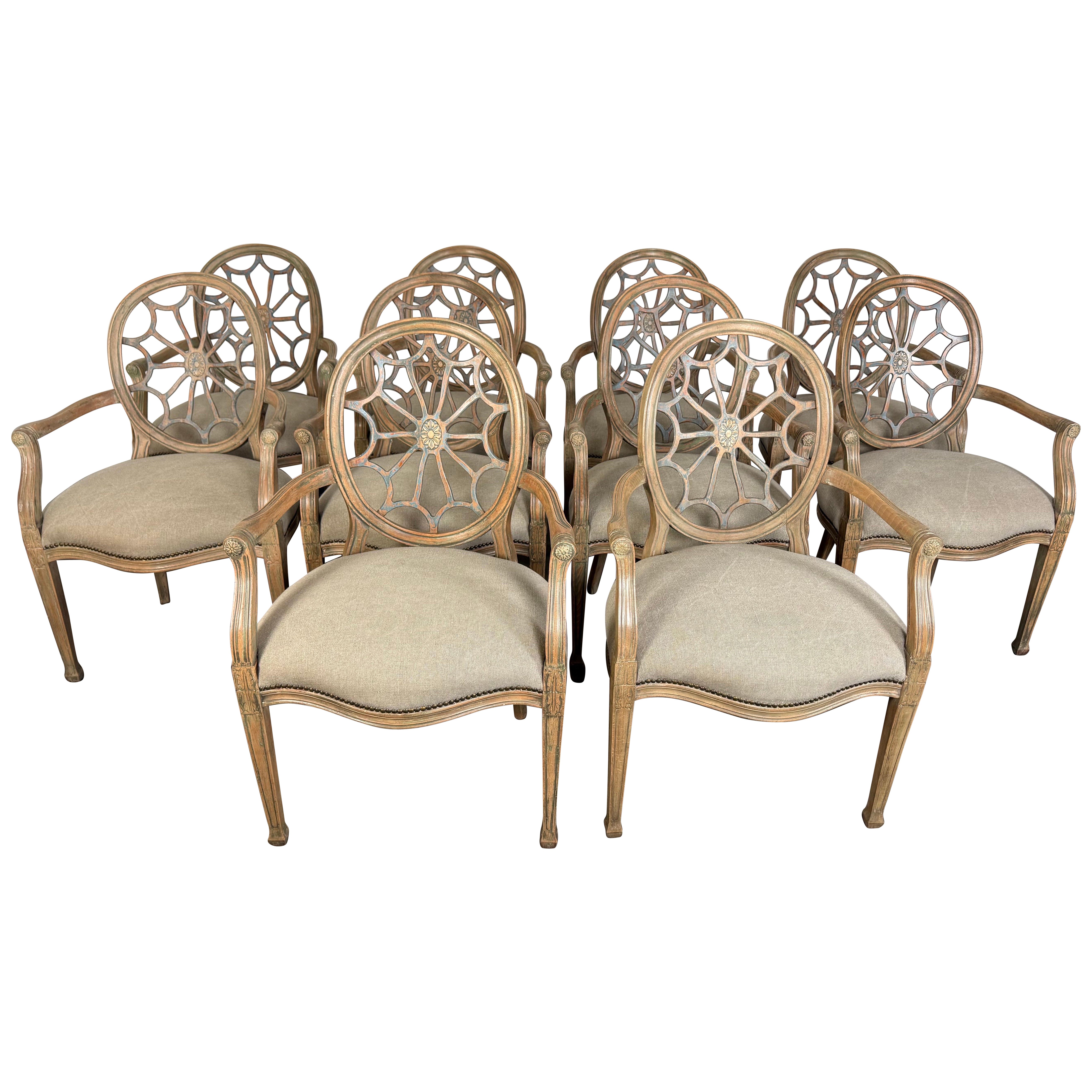 Ensemble de dix chaises de salle à manger italiennes