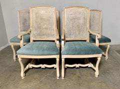 Set of Ten Italian Painted Caned Dining Chairs