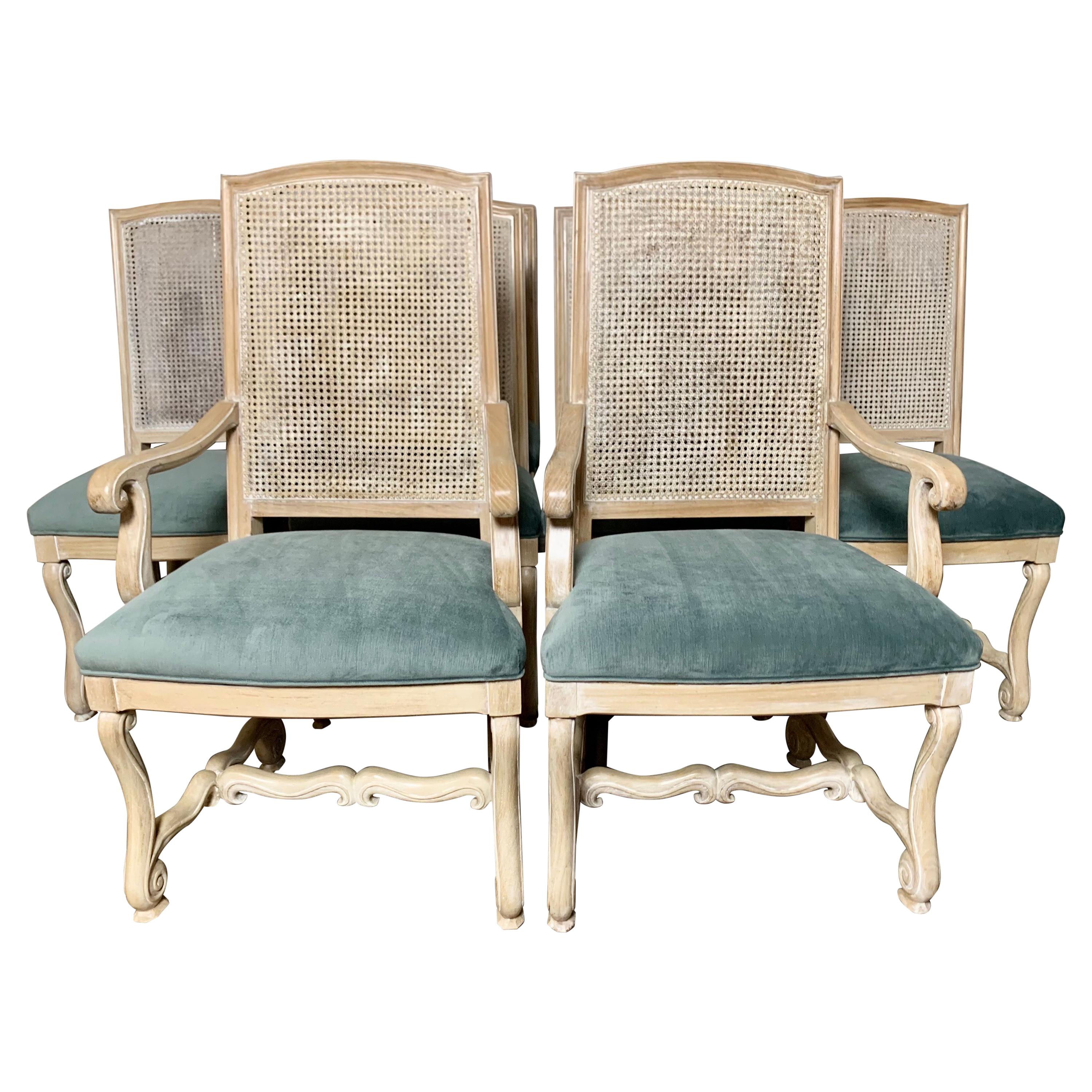 Set of Ten Italian Painted Caned Dining Chairs