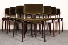 Set di dieci sedie da pranzo in legno di palissandro e velluto di Ico Parisi per M.I.M.