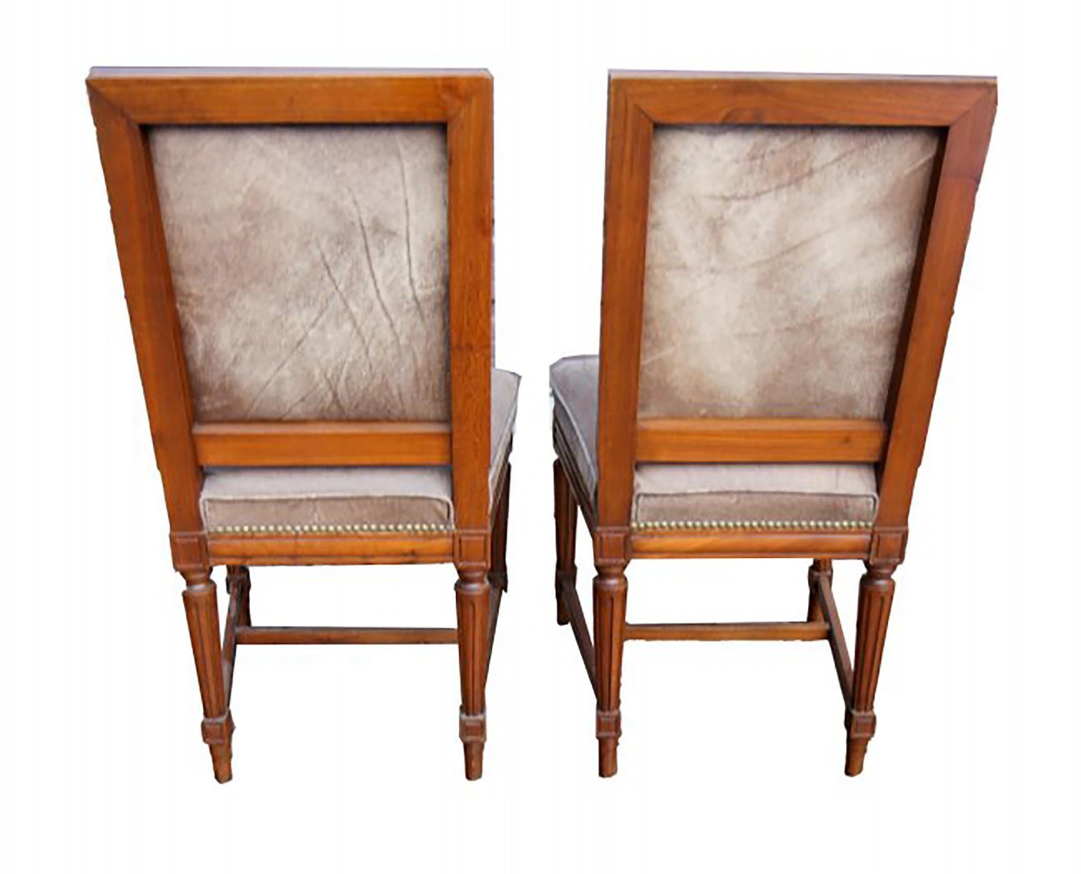 20th Century Set of Ten Jansen Louis XVI Style Wood Side Dining Chairs For Sale
