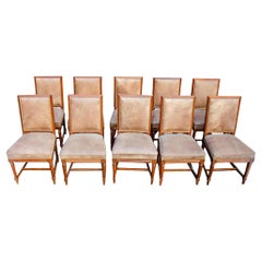 Vintage Set of Ten Jansen Louis XVI Style Wood Side Dining Chairs