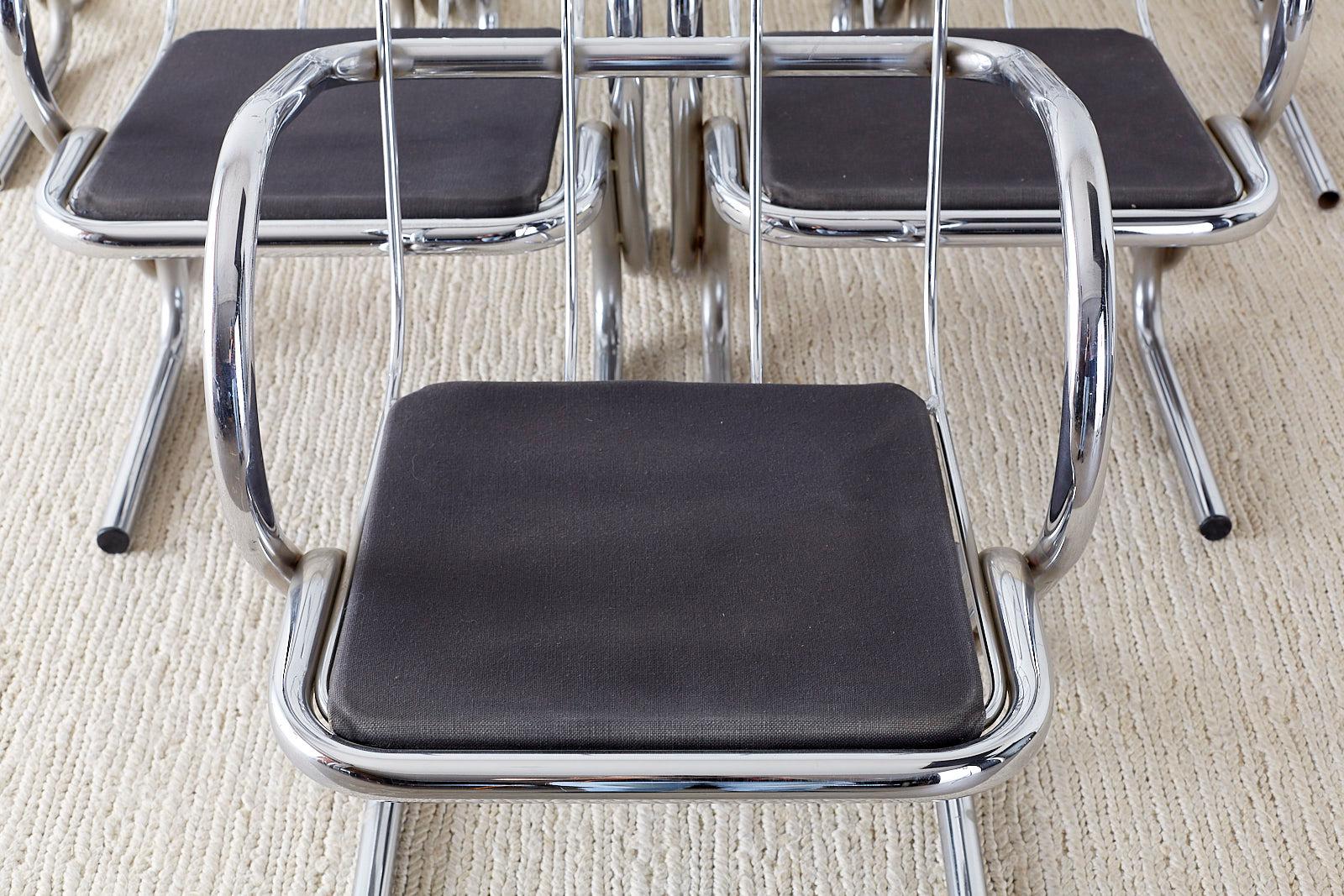 Mid-Century Modern Set of Ten Jerry Johnson Midcentury Chrome Lounge Chairs