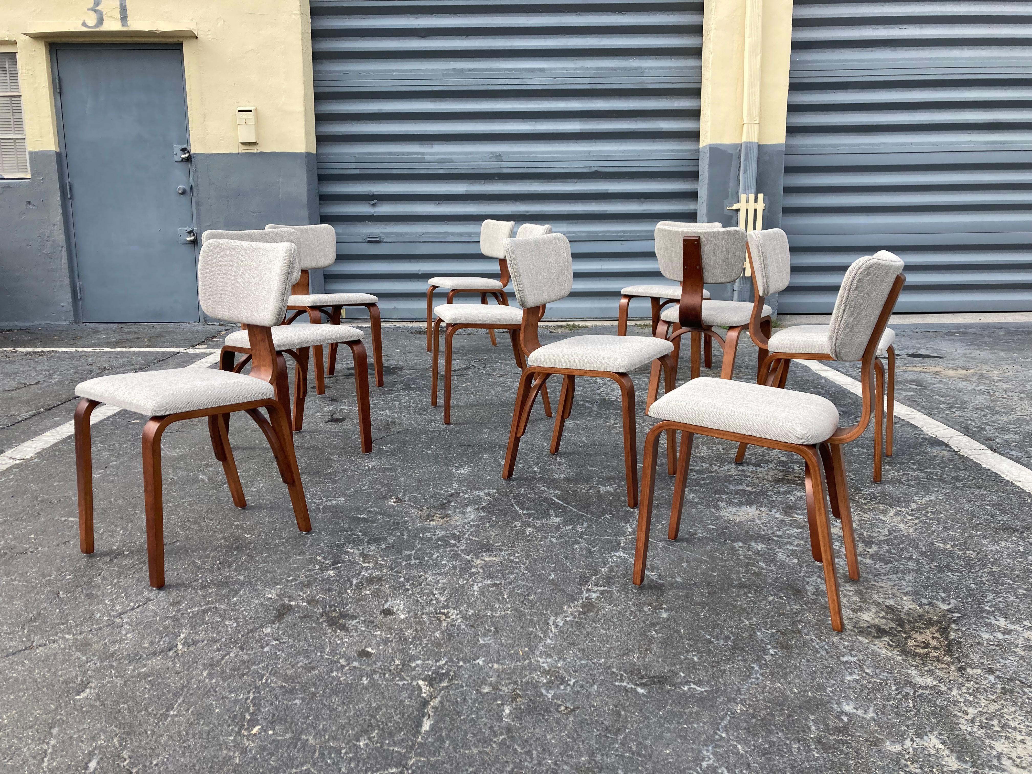 Set of Ten Joe Atkinson Chairs for Thonet USA, 1950's In Good Condition In Miami, FL
