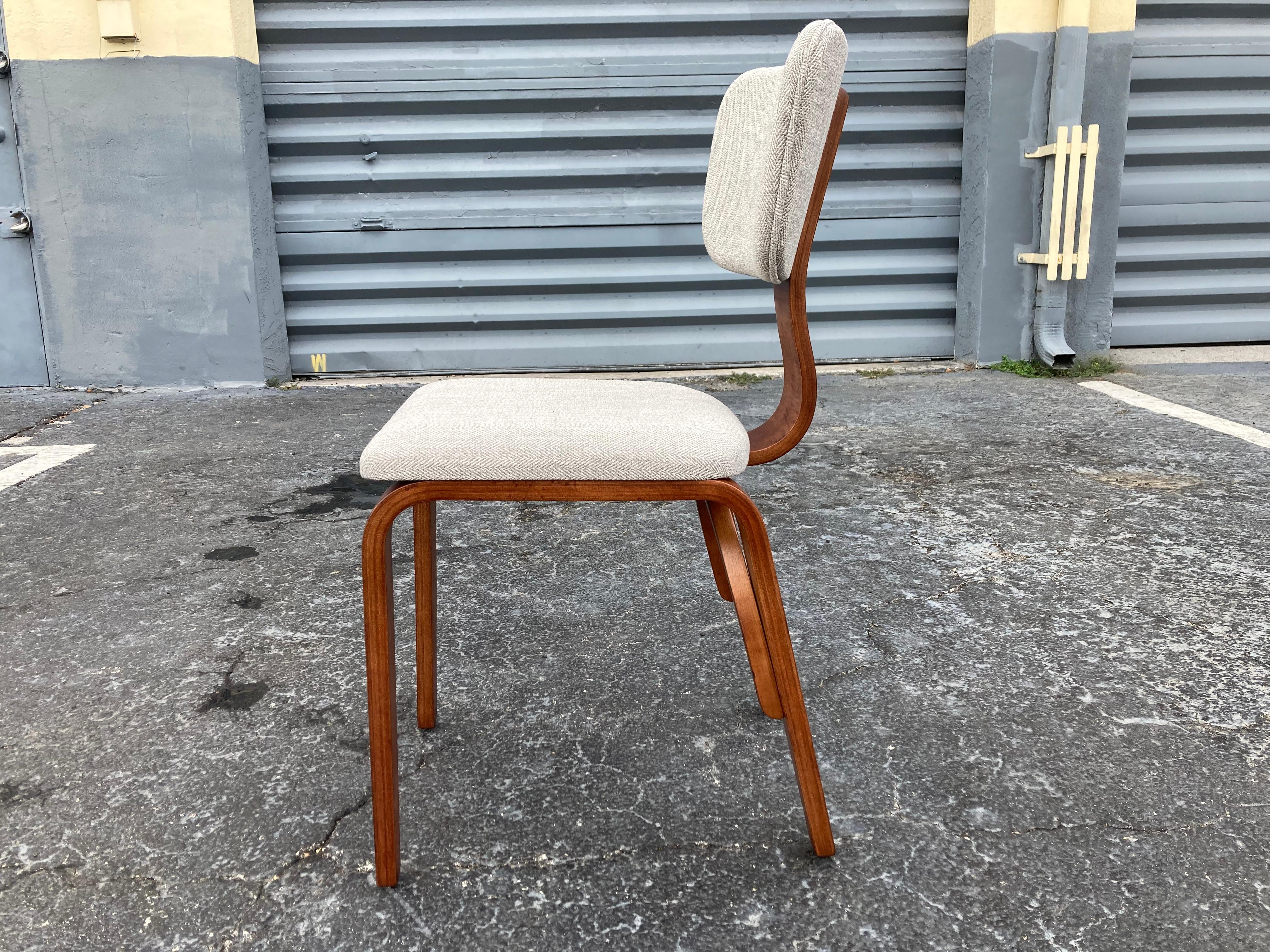 Fabric Set of Ten Joe Atkinson Chairs for Thonet USA, 1950's