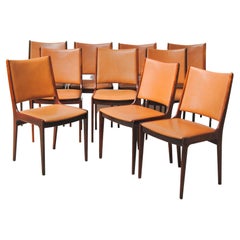 Set of Ten Johannes Andersen Restored Rosewood Dining Chairs Custom Upholstery