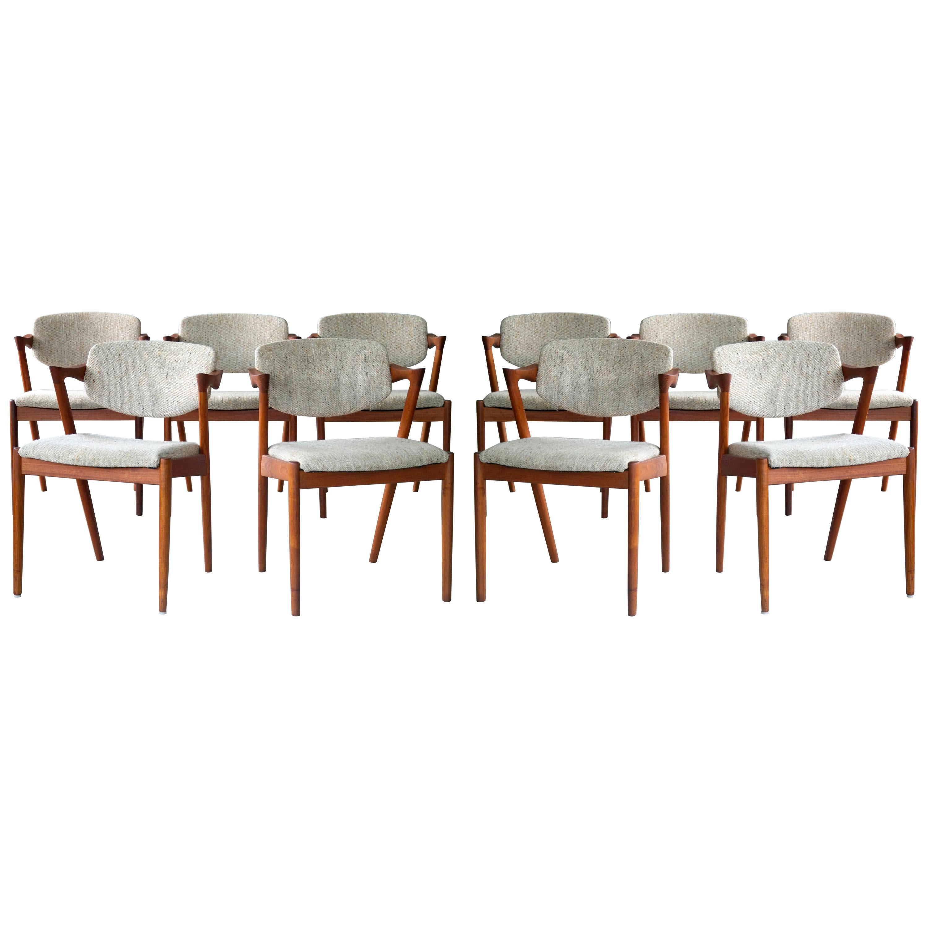 Set of Ten Kai Kristiansen Model 42 Teak Dining Chairs for Schou Andersen, 1960s