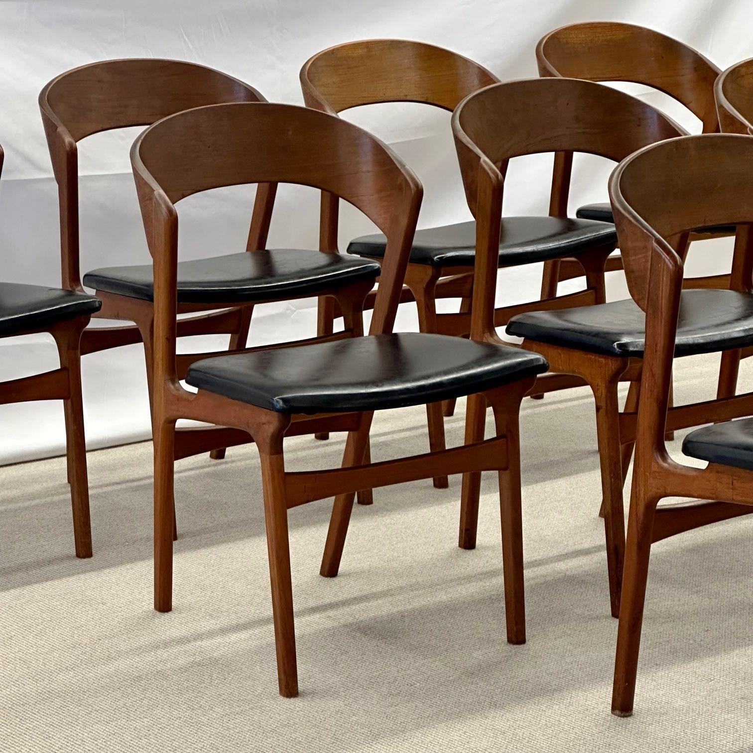 Set of Ten Kai Kristiansen Style Mid-Century Modern Dining / Side Chairs, Danish In Good Condition For Sale In Stamford, CT