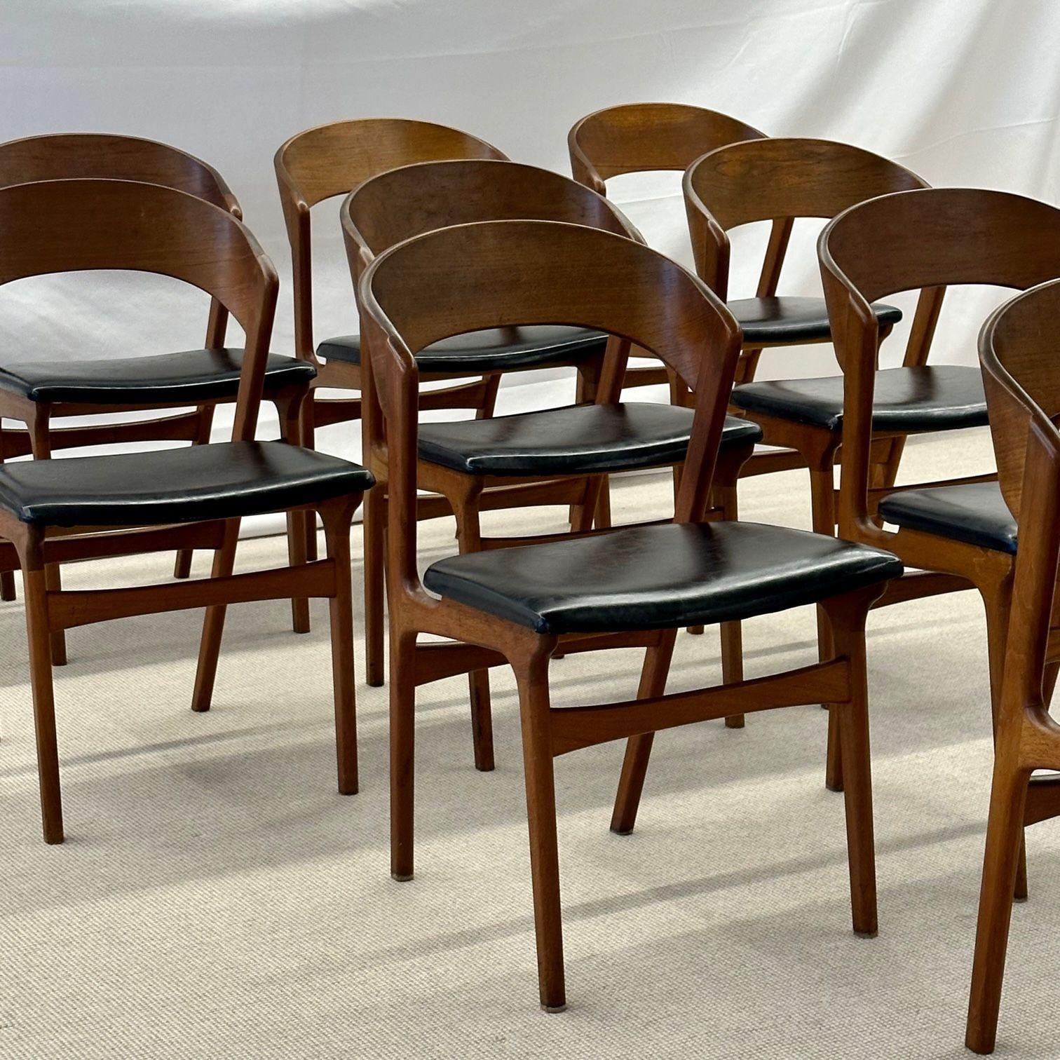 Set of Ten Kai Kristiansen Style Mid-Century Modern Dining / Side Chairs, Danish For Sale 2