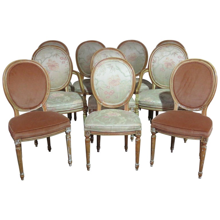 Set of Ten Karges Louis XVI Style Dining Chairs at 1stDibs