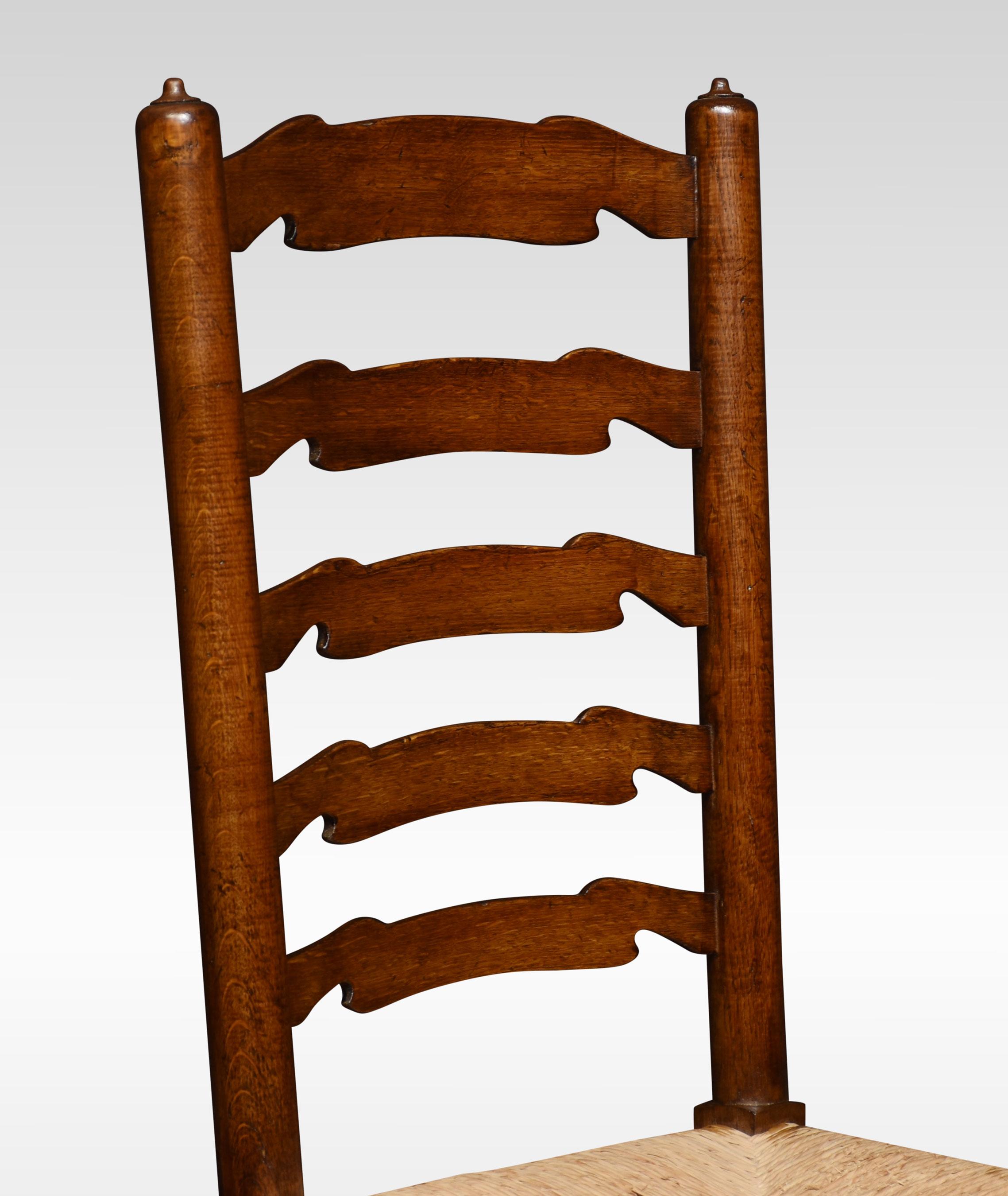 Oak Set of Ten Ladder Back Dining Chairs